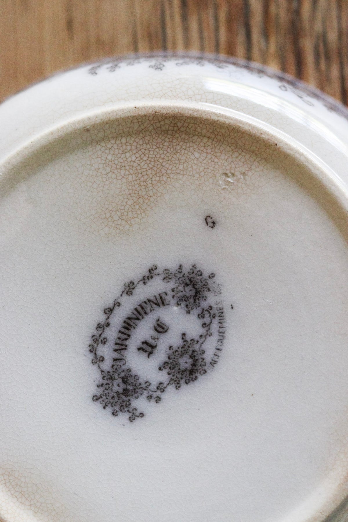 Antique French Transferware Bowl with Flowers