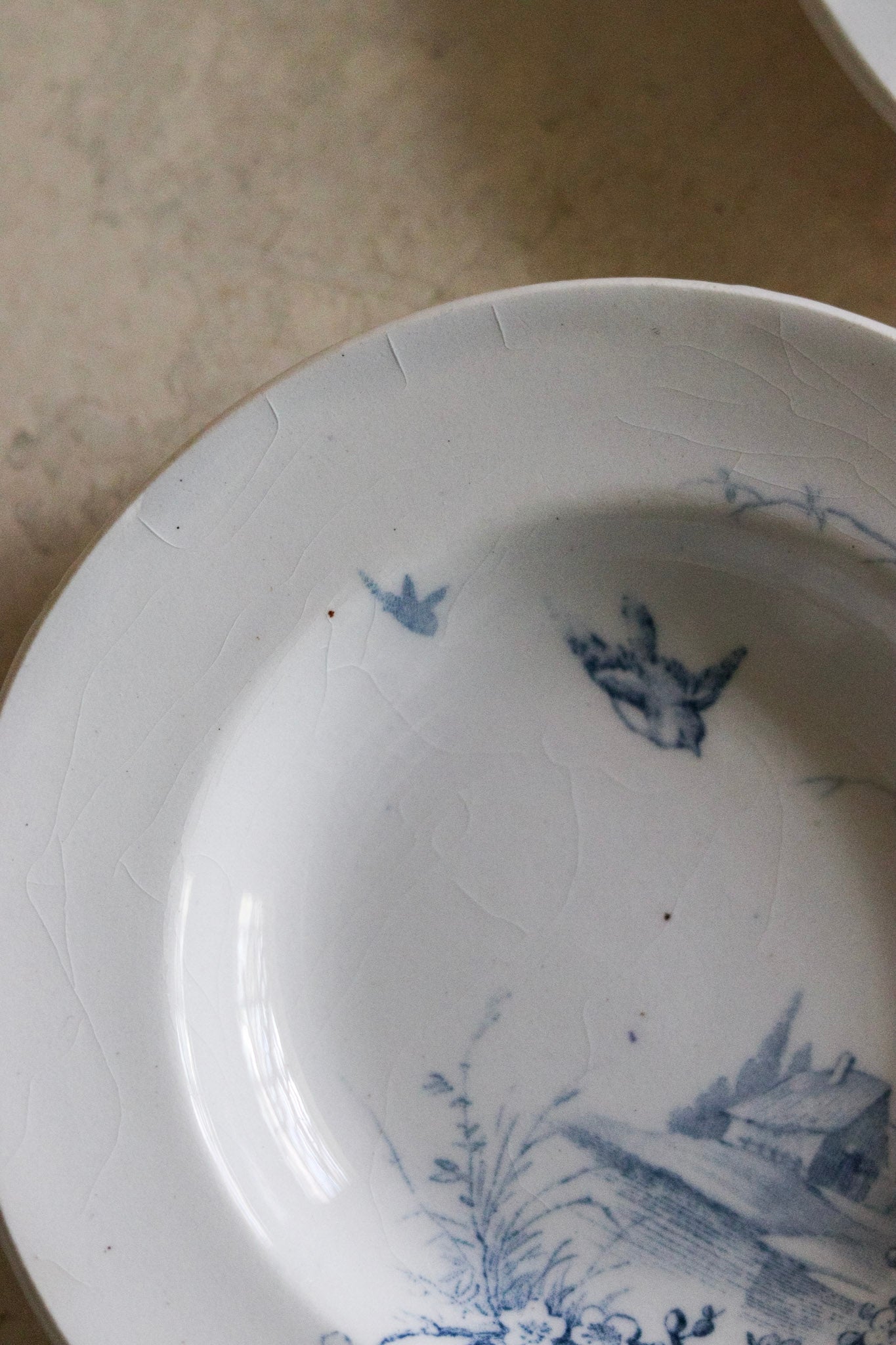 Set of Antique French Dînette Set Transferware Shallow Bowls No. 1