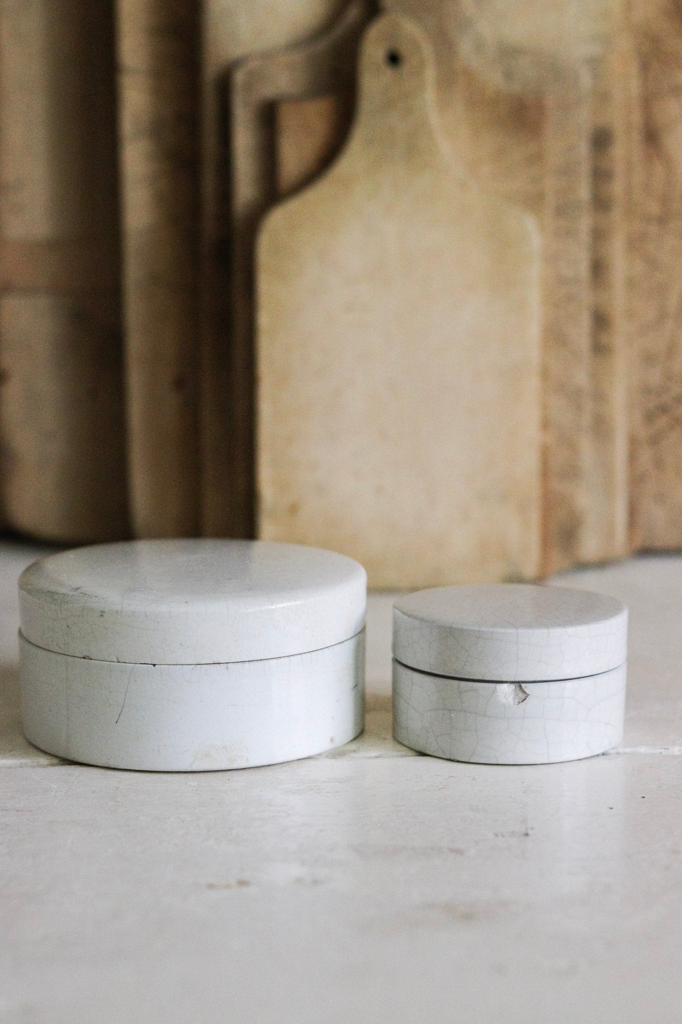 Antique English Lidded Pots - Set of Two