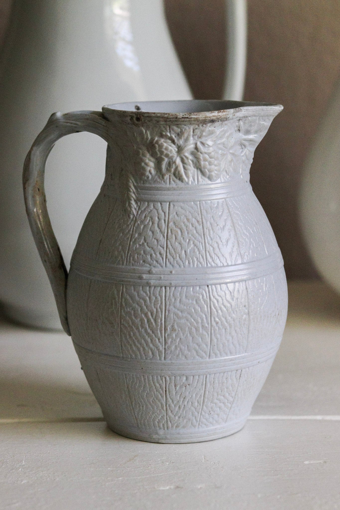 Antique English Pitcher with Staple Repairs