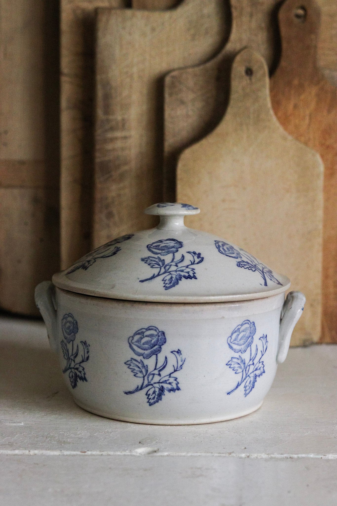 Petite Vintage French Saint Uze Tureen with Roses