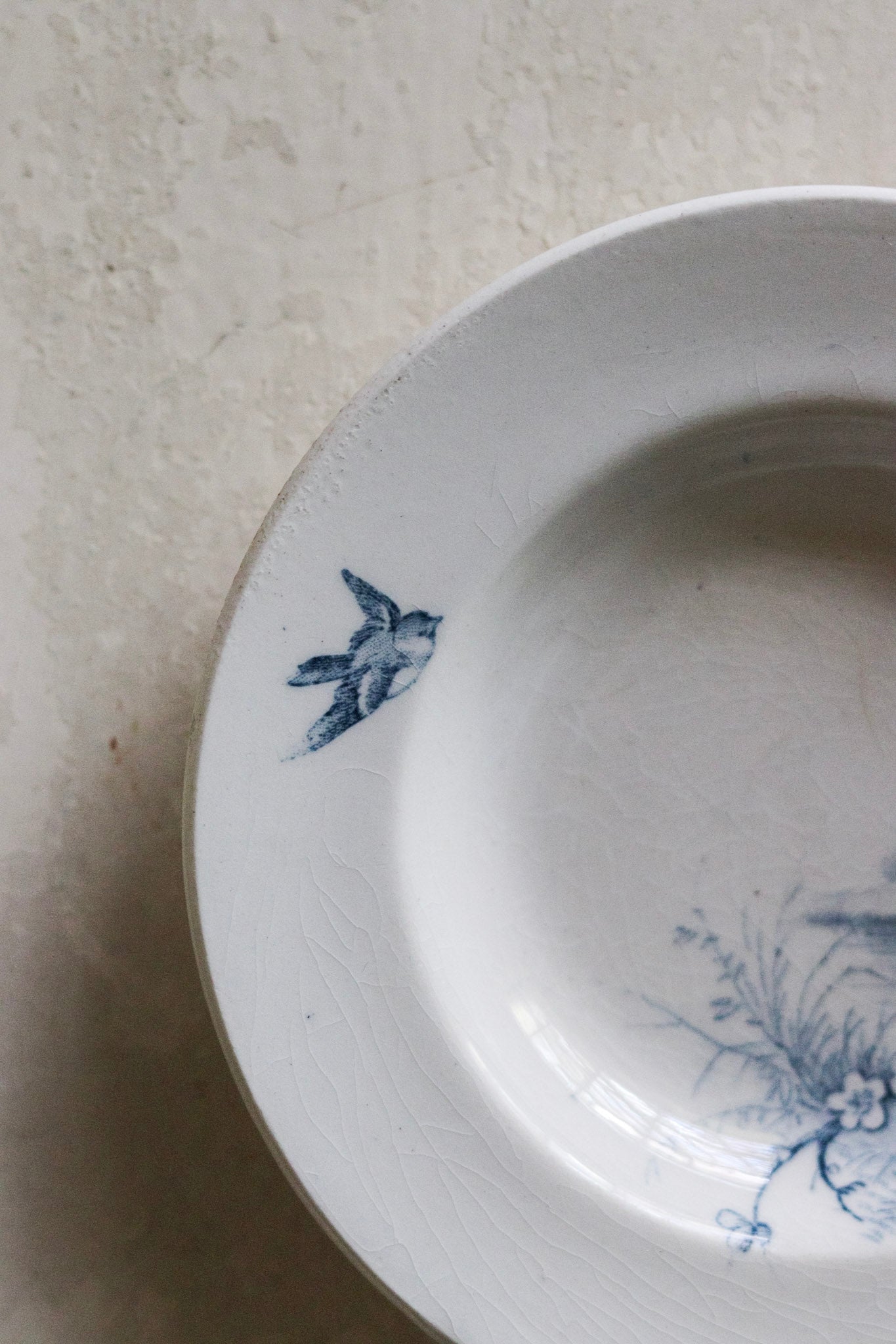 Set of Antique French Dînette Set Transferware Shallow Bowls No. 1