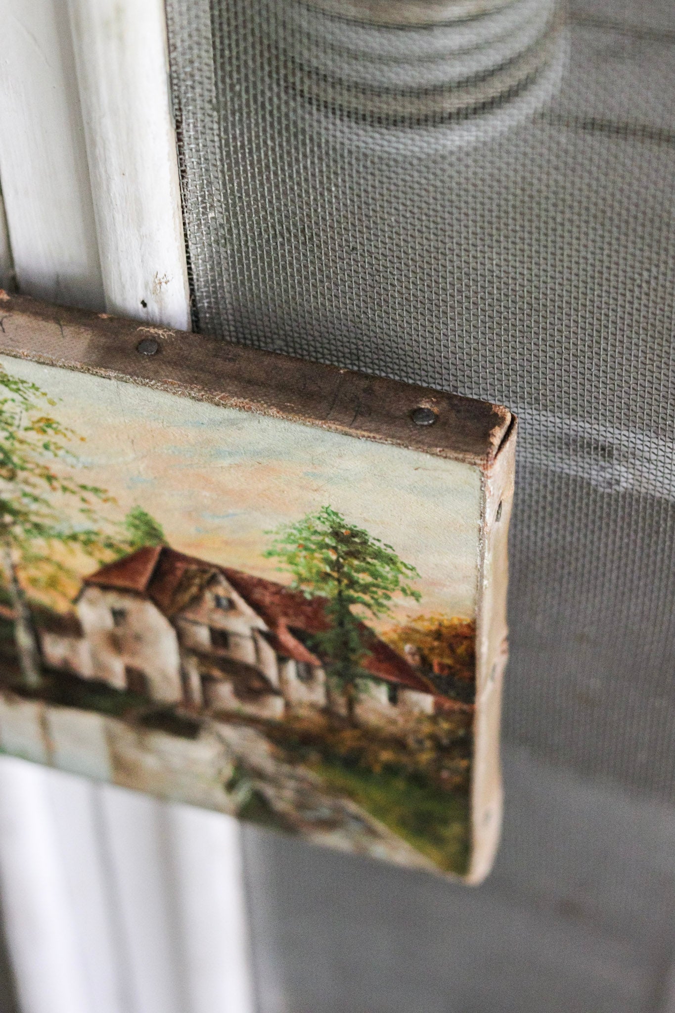Petite Antique English Oil Painting - Mill on the Frome 1881