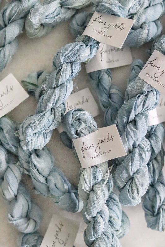 Botanically Dyed Silk Ribbon - Chambray Blue