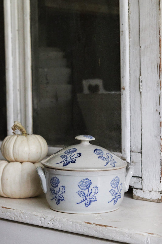 Petite Vintage French Saint Uze Tureen with Roses