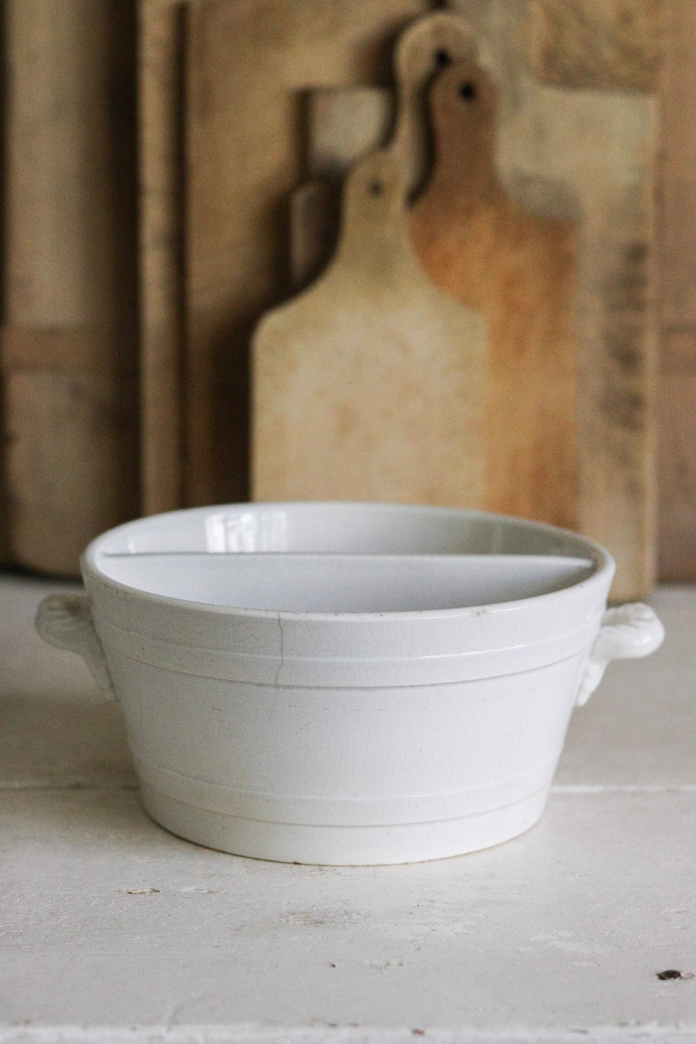 Antique French Ironstone Divided Basin