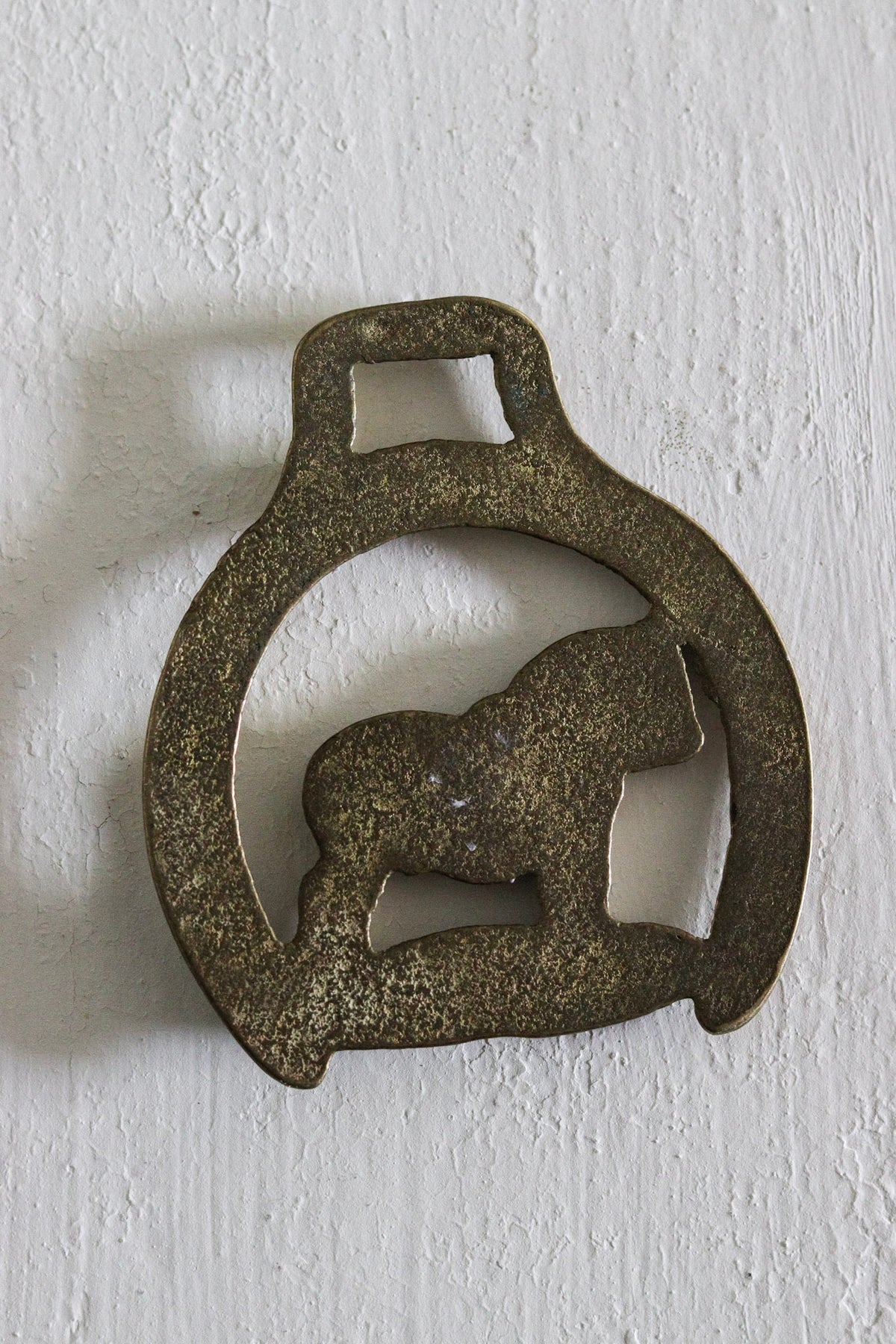 English Horse Brass - Draft Horse + Horseshoe