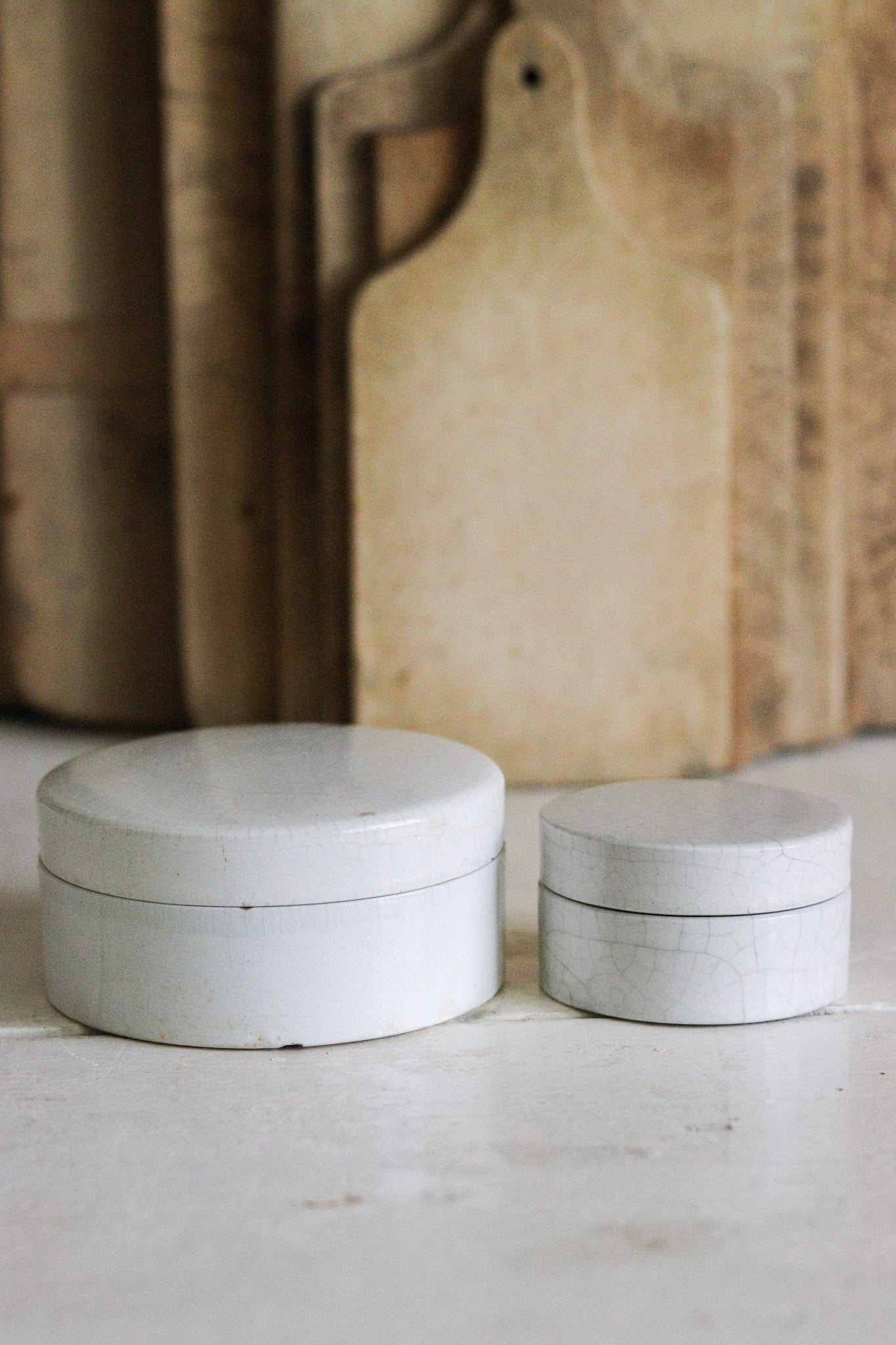 Antique English Lidded Pots - Set of Two