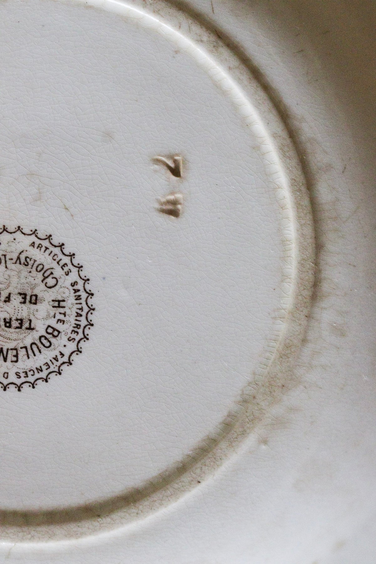 Antique French Transferware Shallow Bowl with Birds