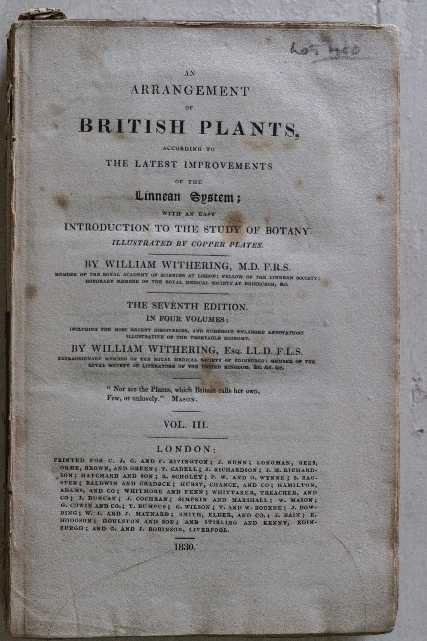 Antique British Botany Book - 1830
