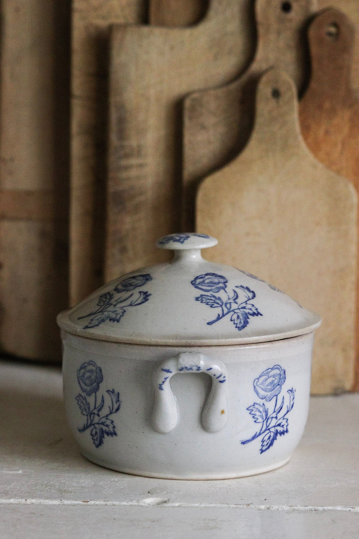 Petite Vintage French Saint Uze Tureen with Roses