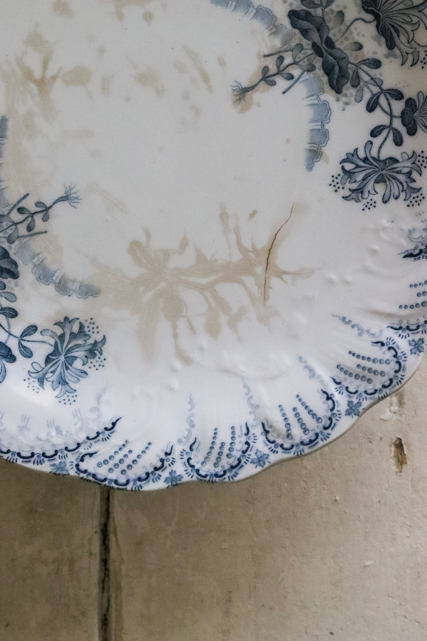 Antique Transferware Footed Dish
