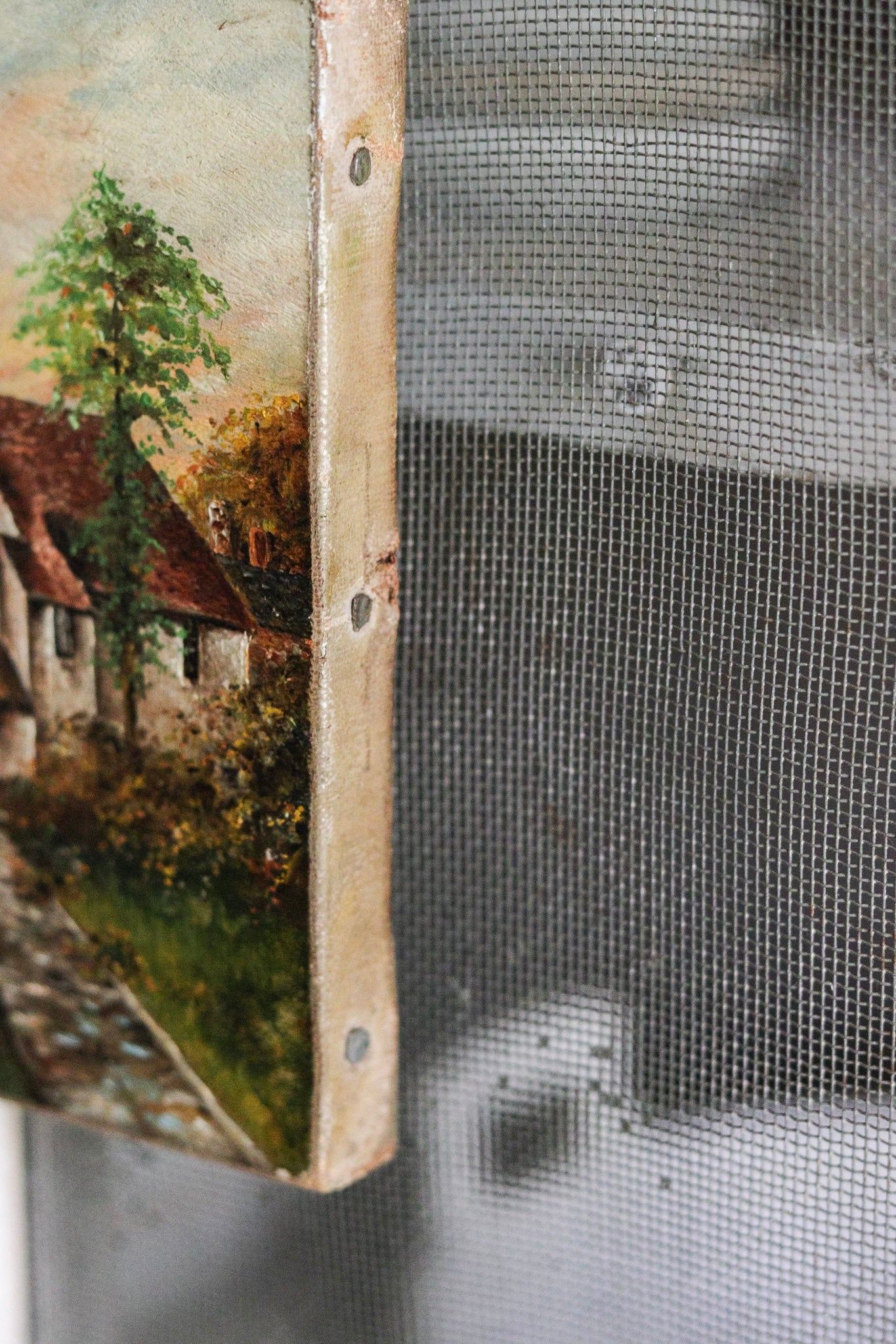 Petite Antique English Oil Painting - Mill on the Frome 1881