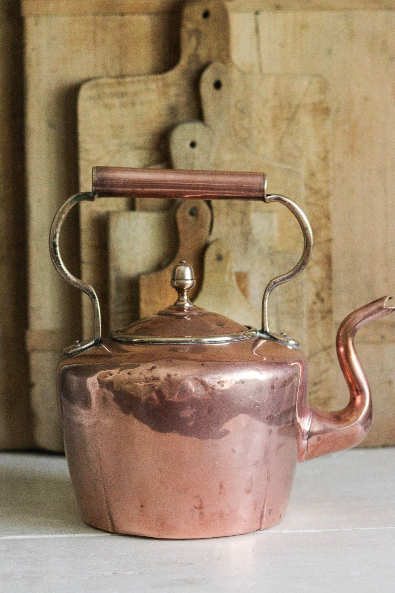 Large Antique English Copper Kettle