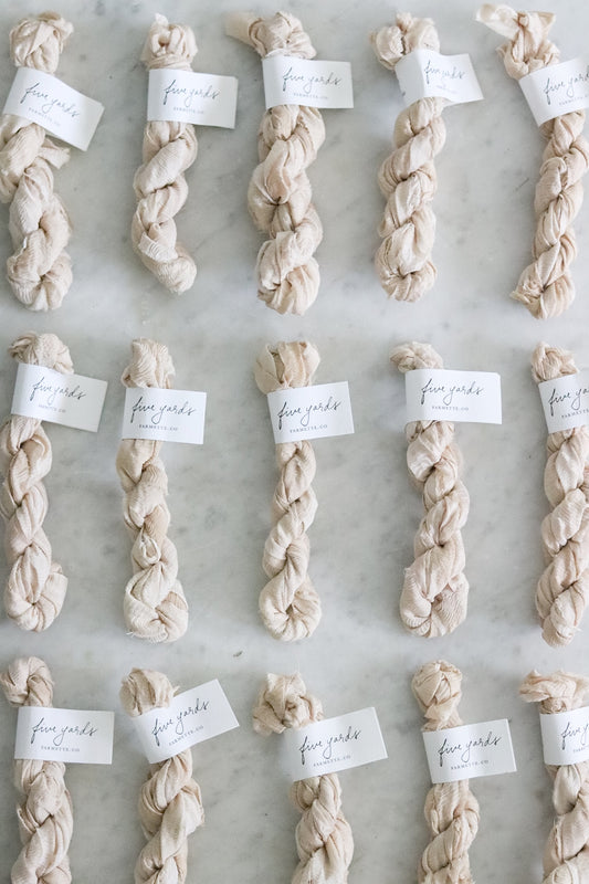 Botanically Dyed Silk Ribbon - Soft Lace