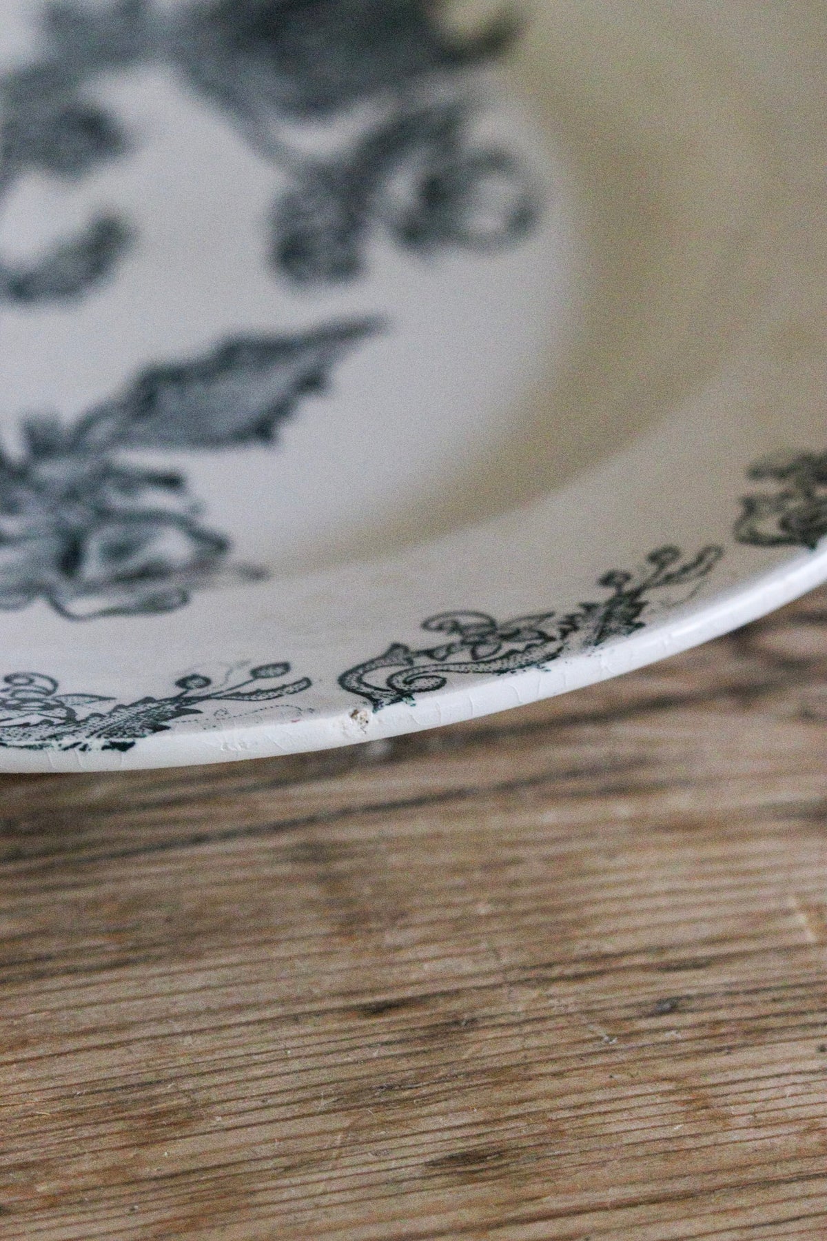 Antique French Transferware Plate with Flowers