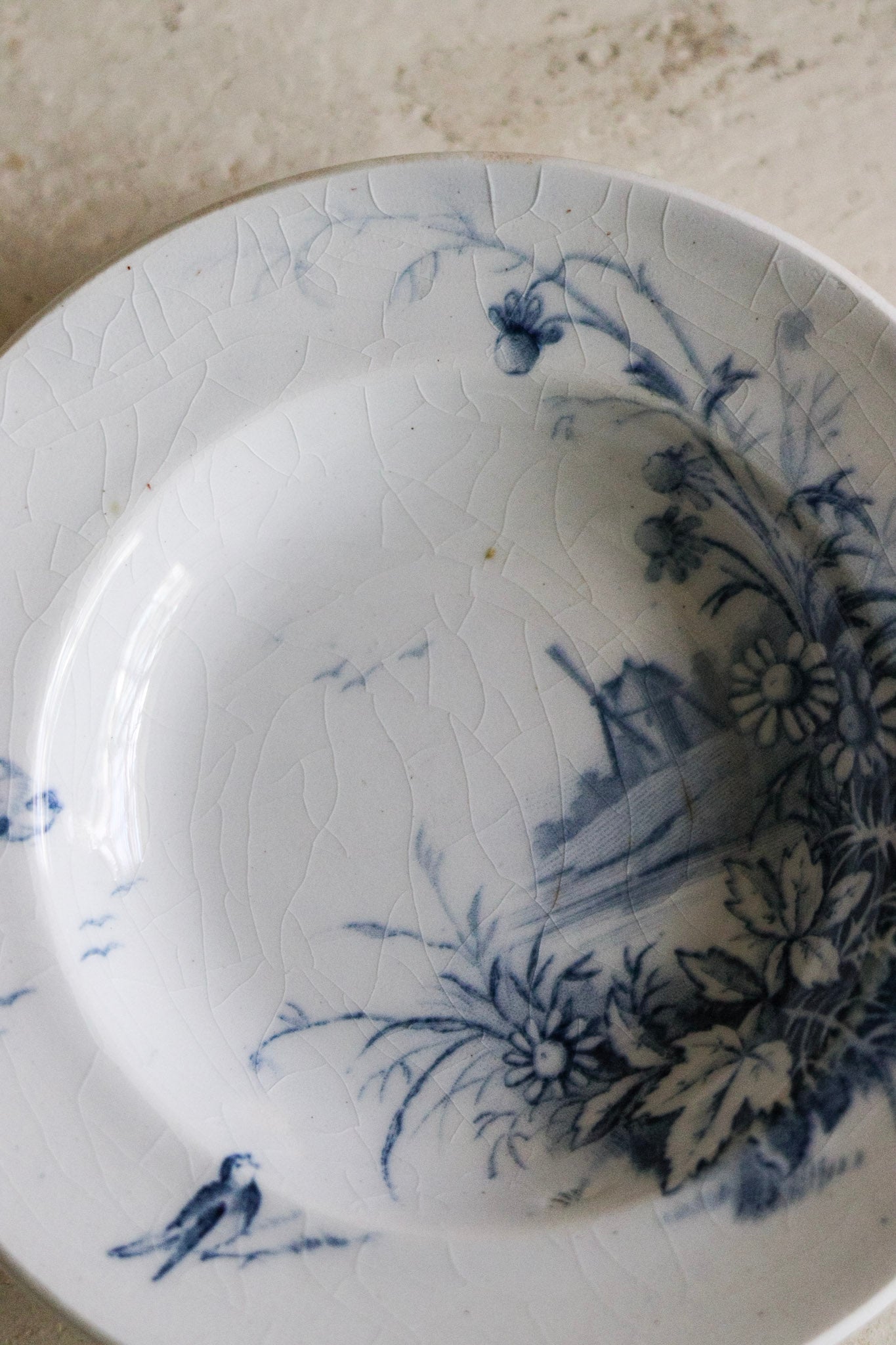 Set of Antique French Dînette Set Transferware Shallow Bowls No. 1