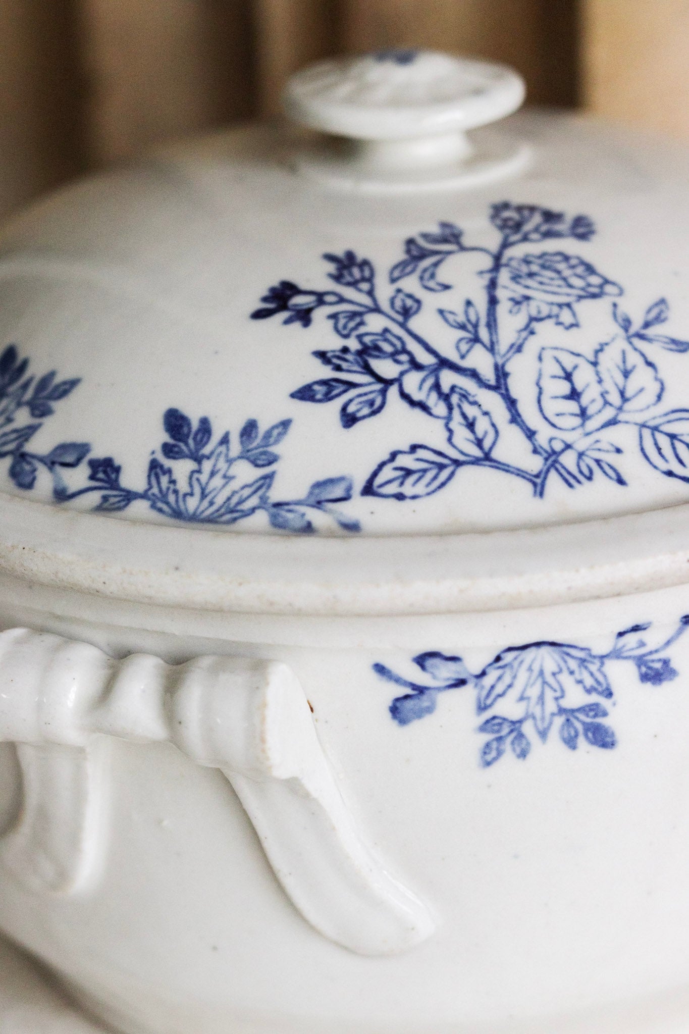 Vintage French Saint Uze Tureen with Flowers