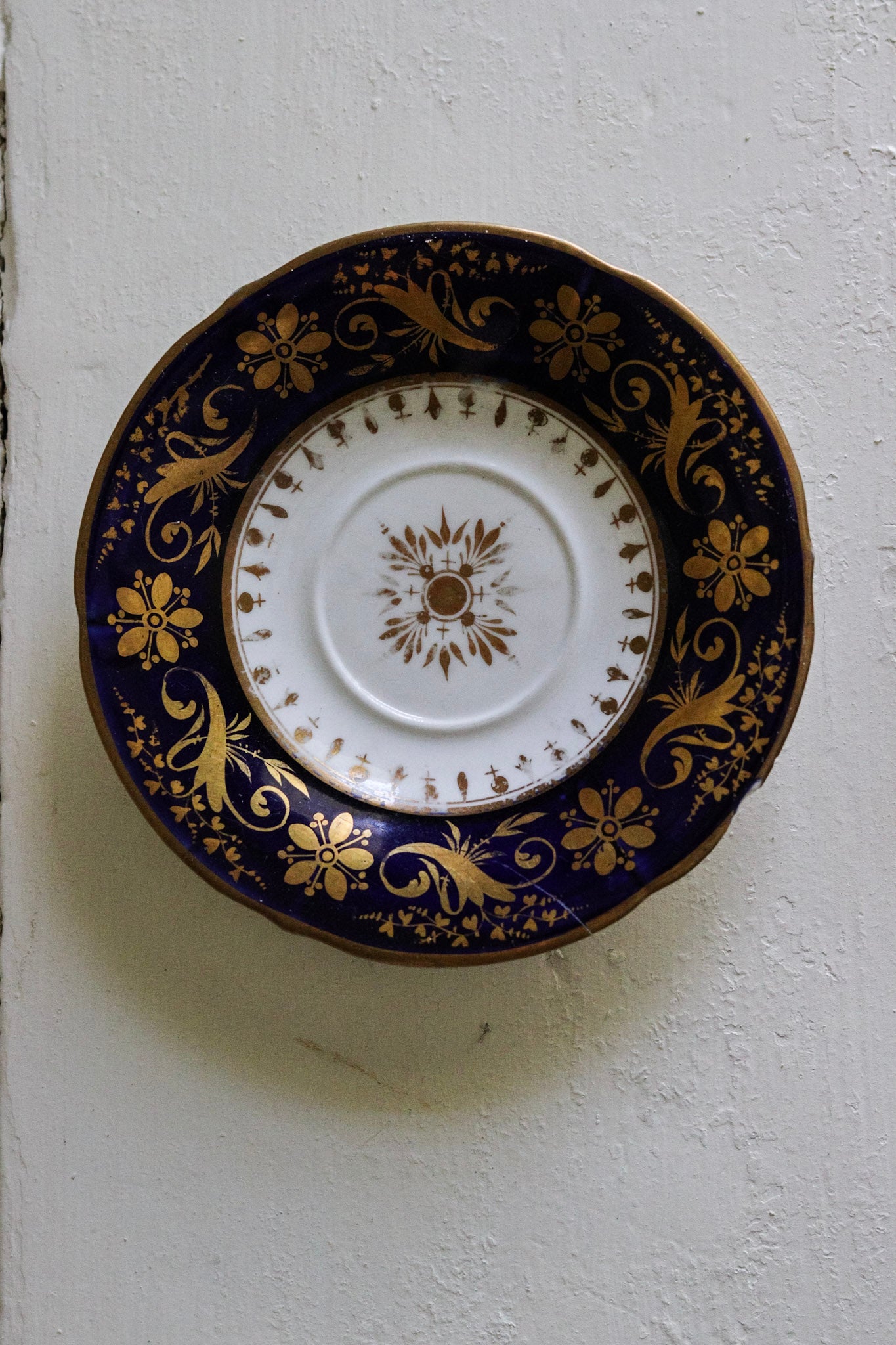 Vintage English Saucer with Staple Repairs No. 1