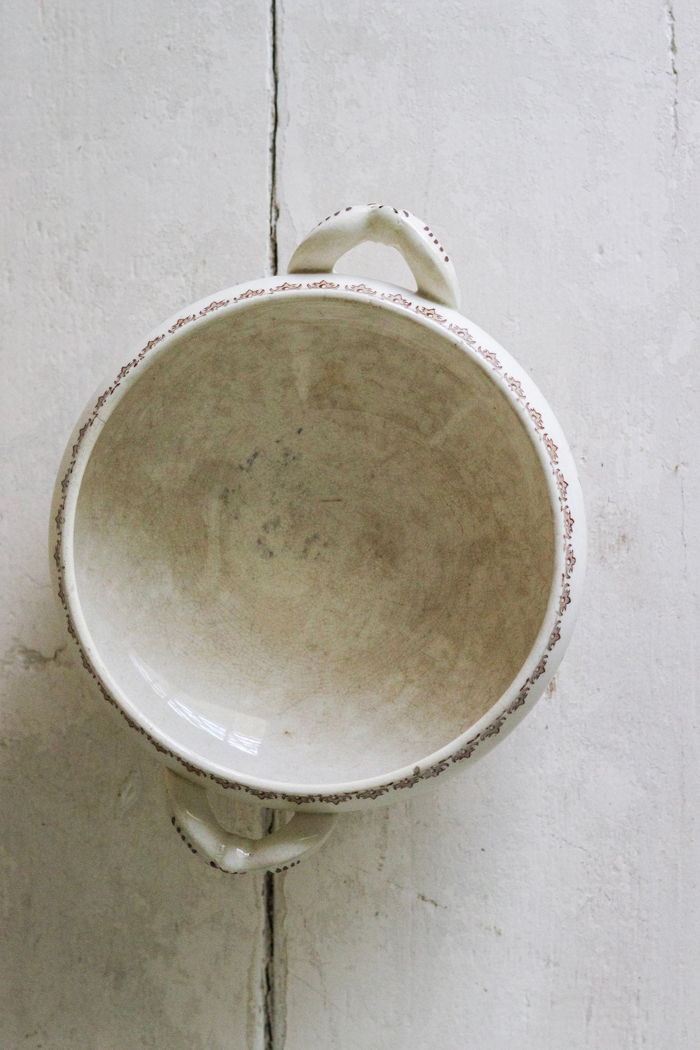 Antique French Transferware Tureen with Birds