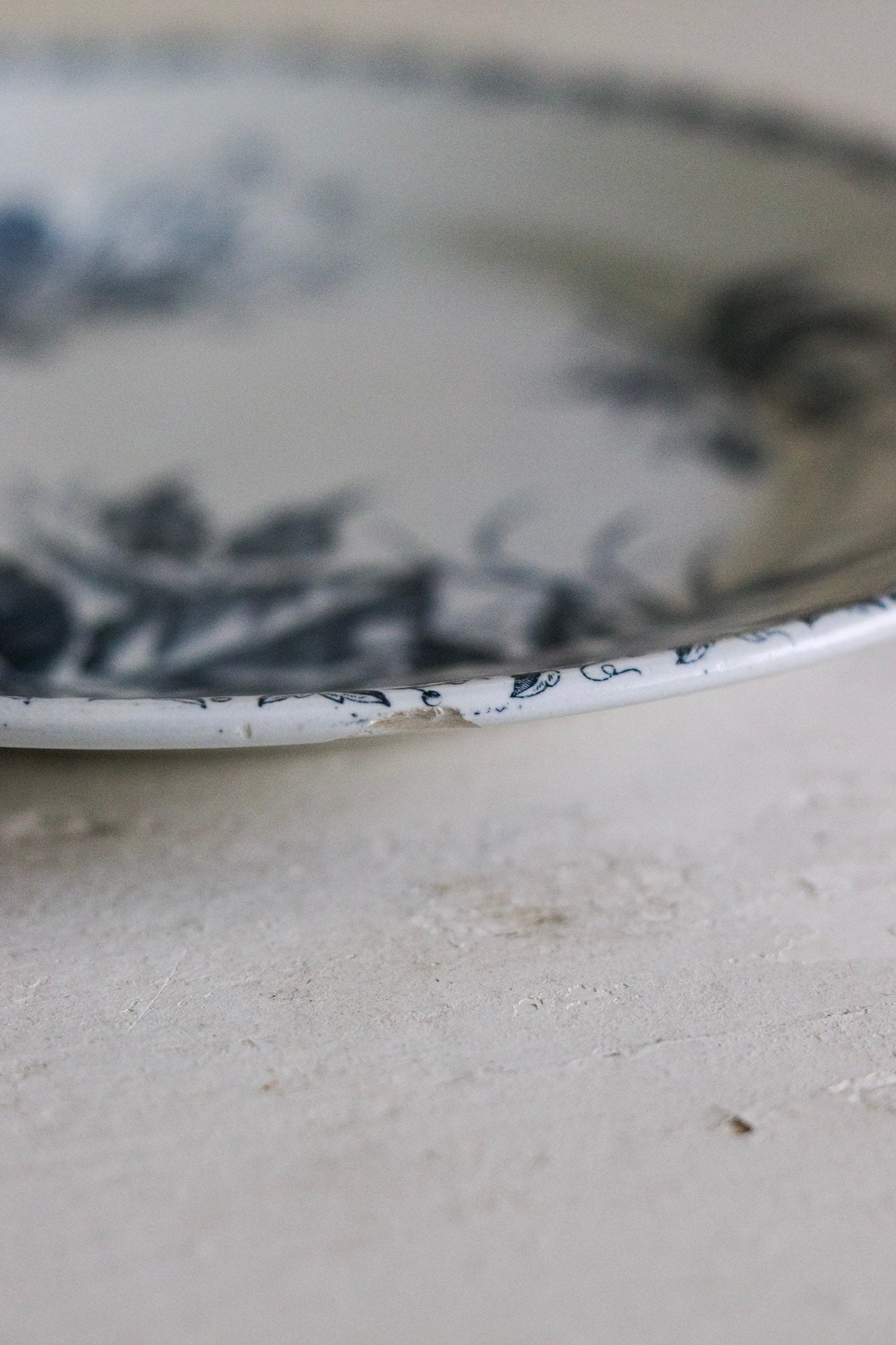 Antique French Transferware Plate with Blackberries
