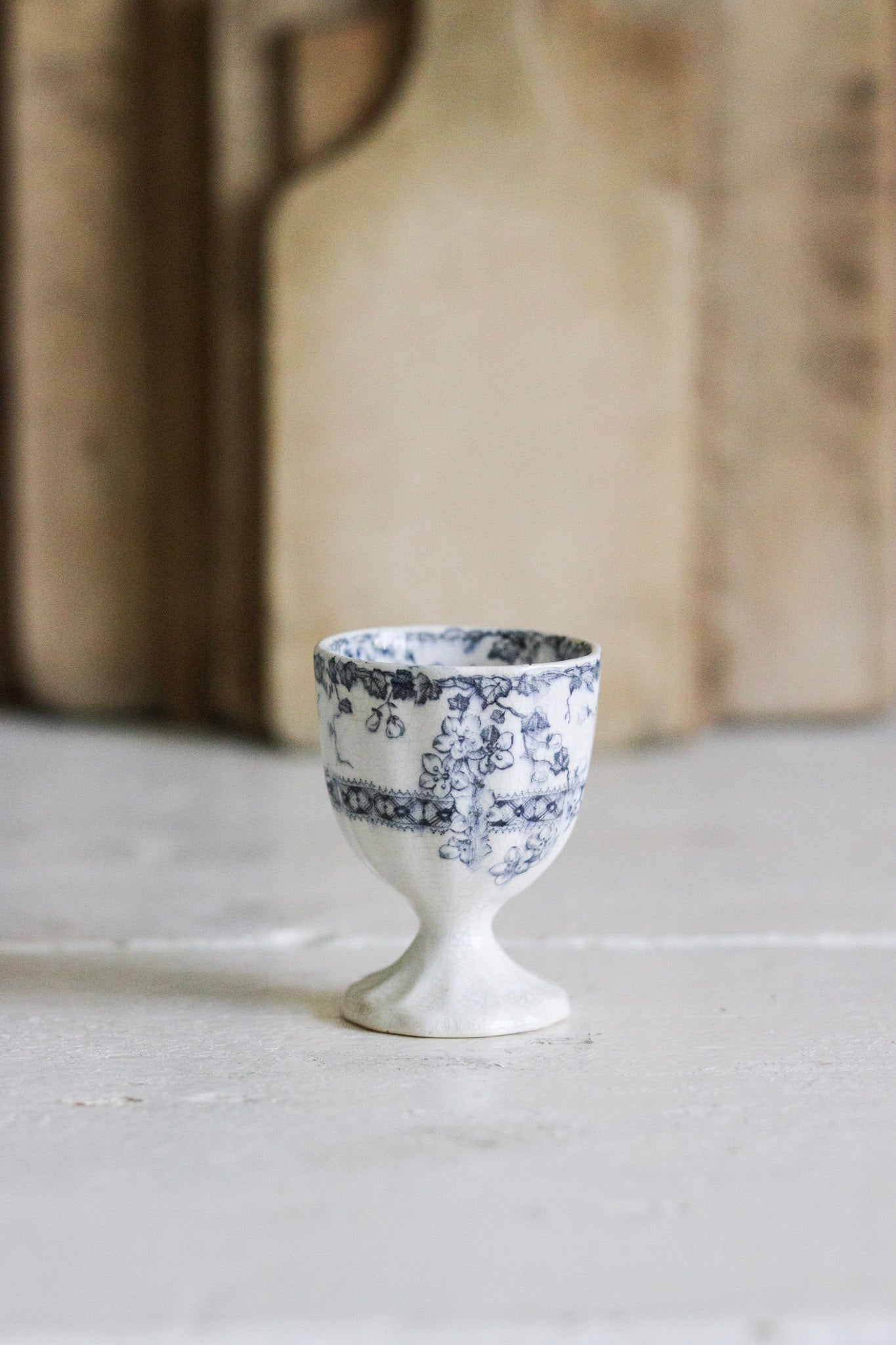 Antique French Transferware Egg Cup
