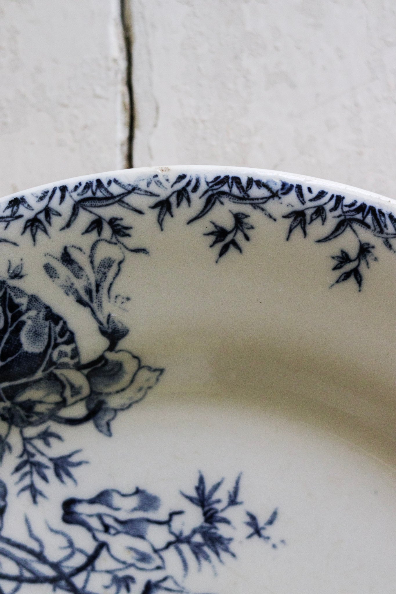 Antique French Transferware Plate with Butterfly and Flowers