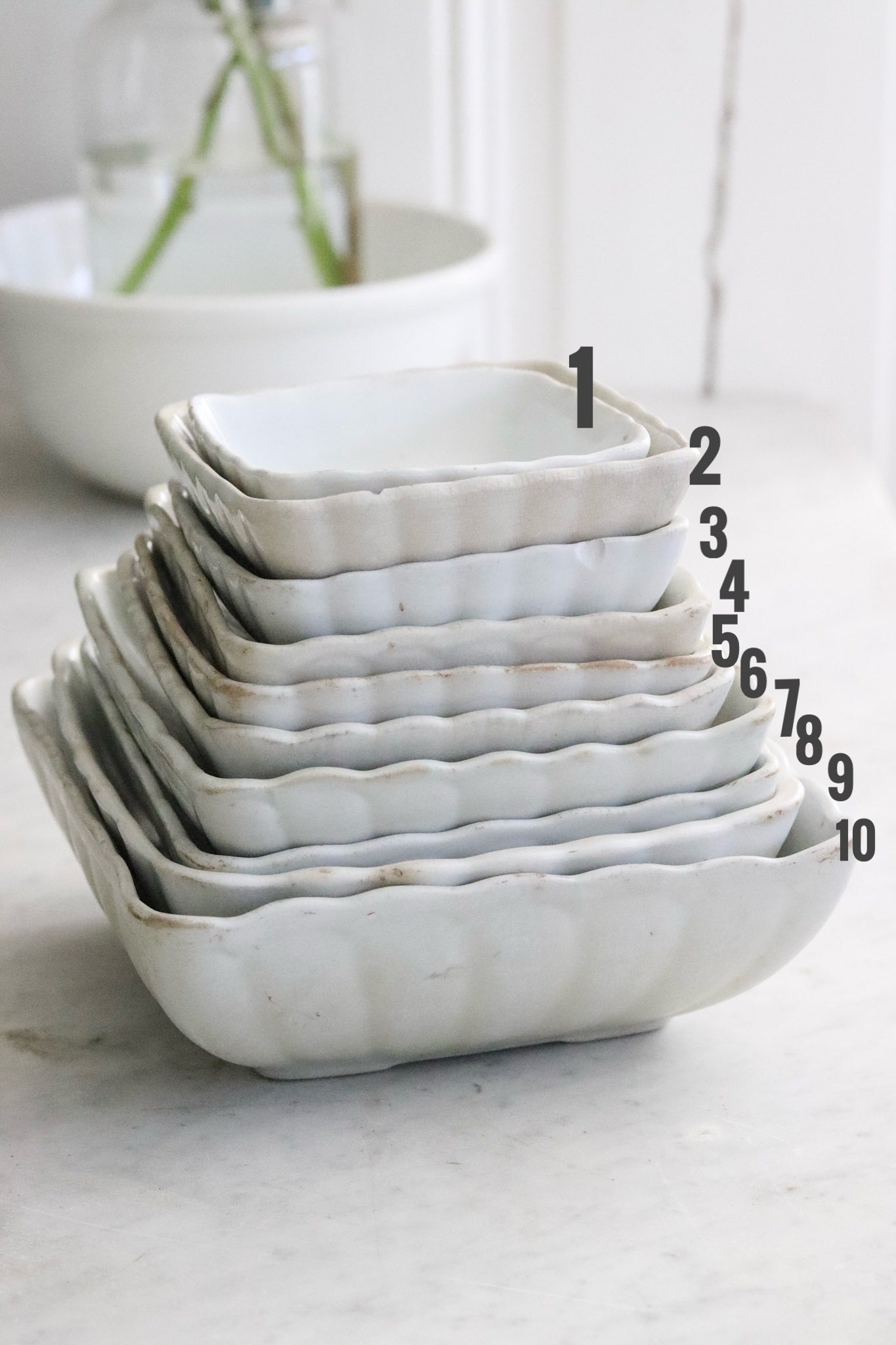 Petite Antique Ironstone Ladyfinger Bowl