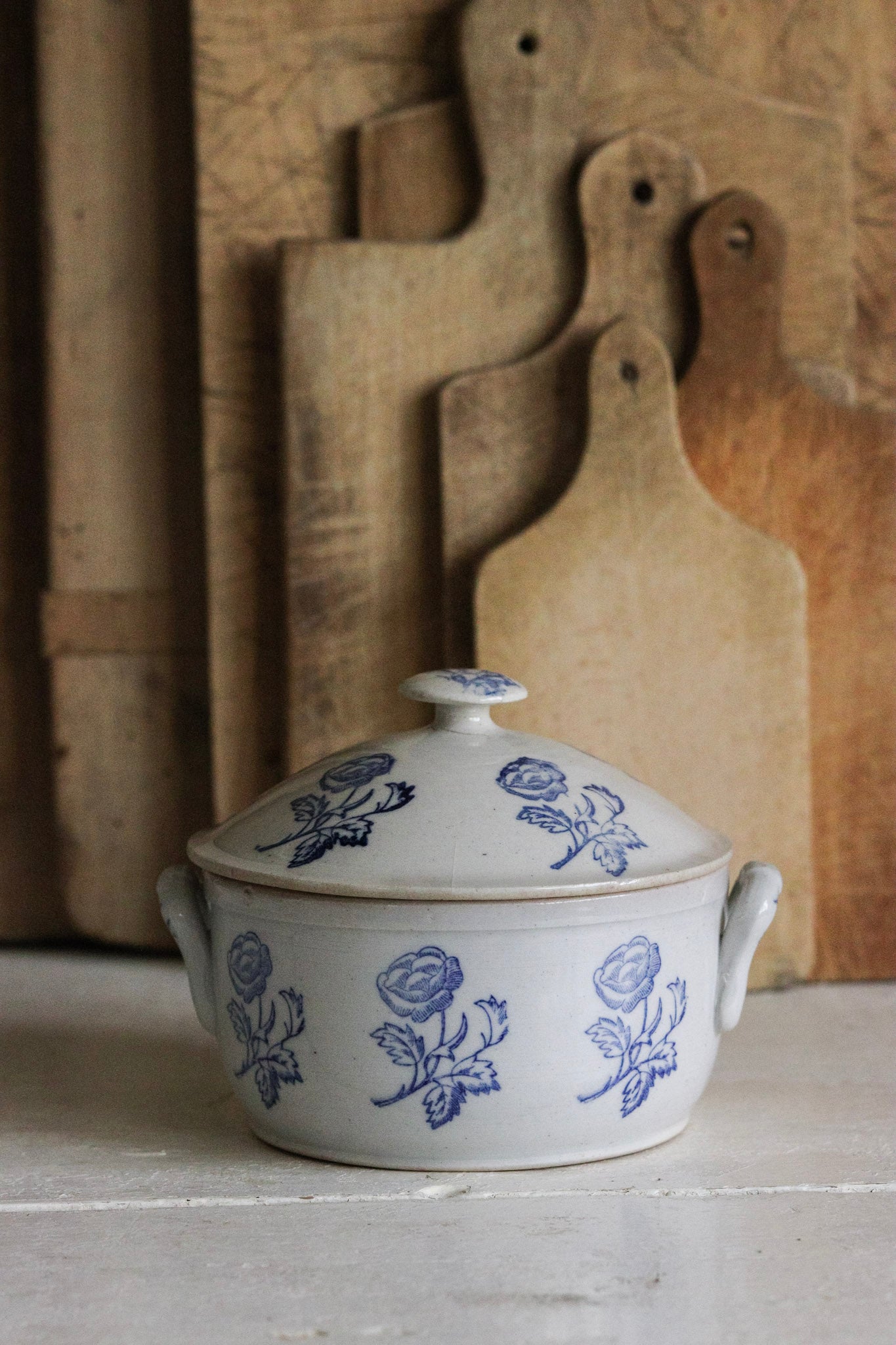 Petite Vintage French Saint Uze Tureen with Roses