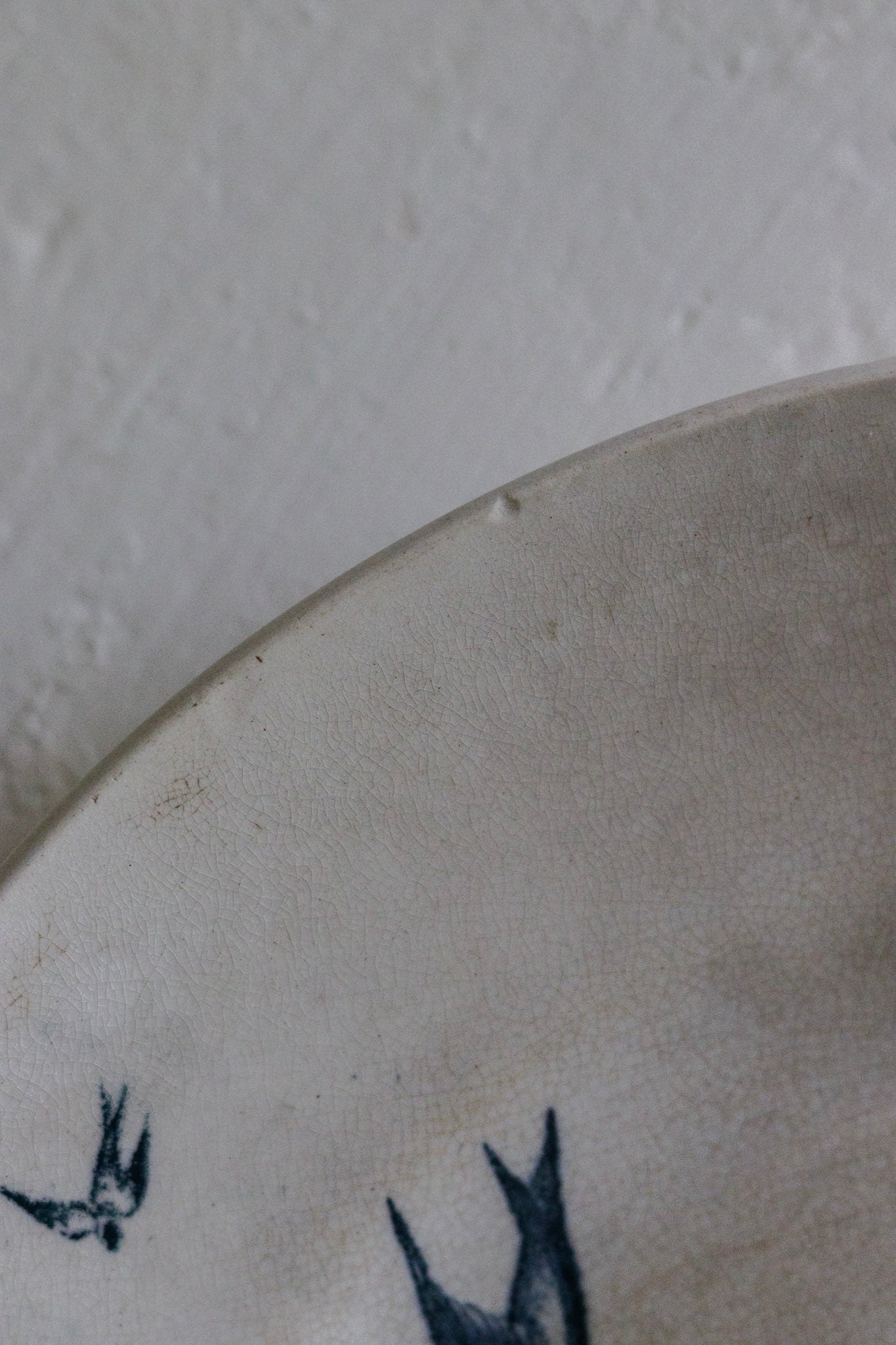 Beautiful Antique French Transferware Plate with Birds and Coastal City Scene