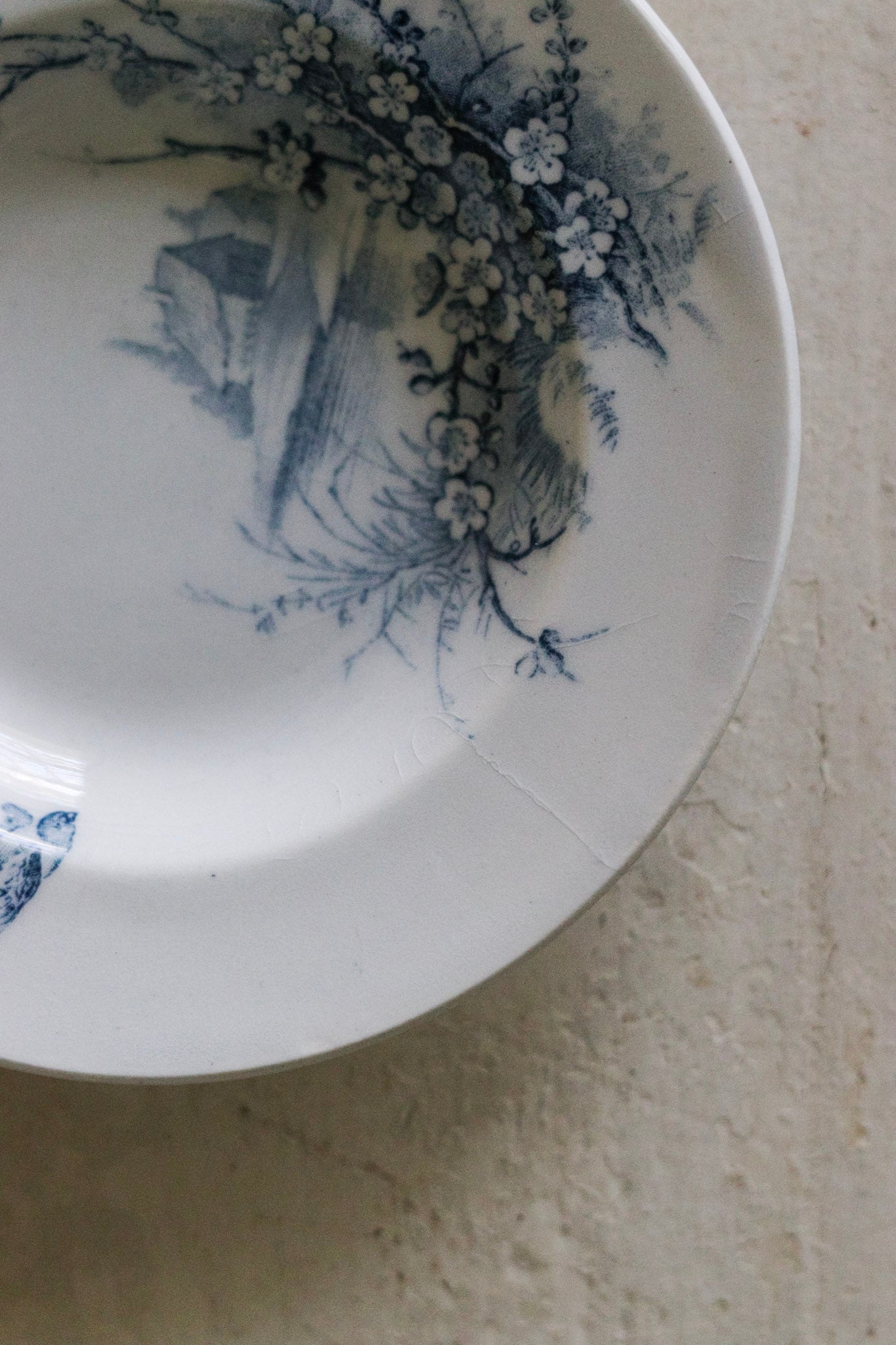 Set of Antique French Dînette Set Transferware Shallow Bowls No. 3 (Damaged)