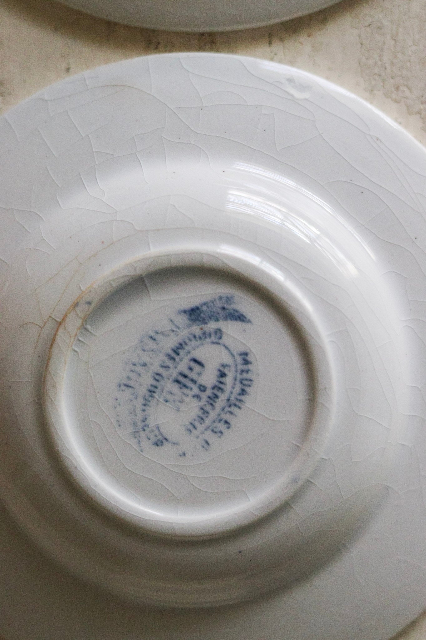 Set of Antique French Dînette Set Transferware Shallow Bowls No. 1
