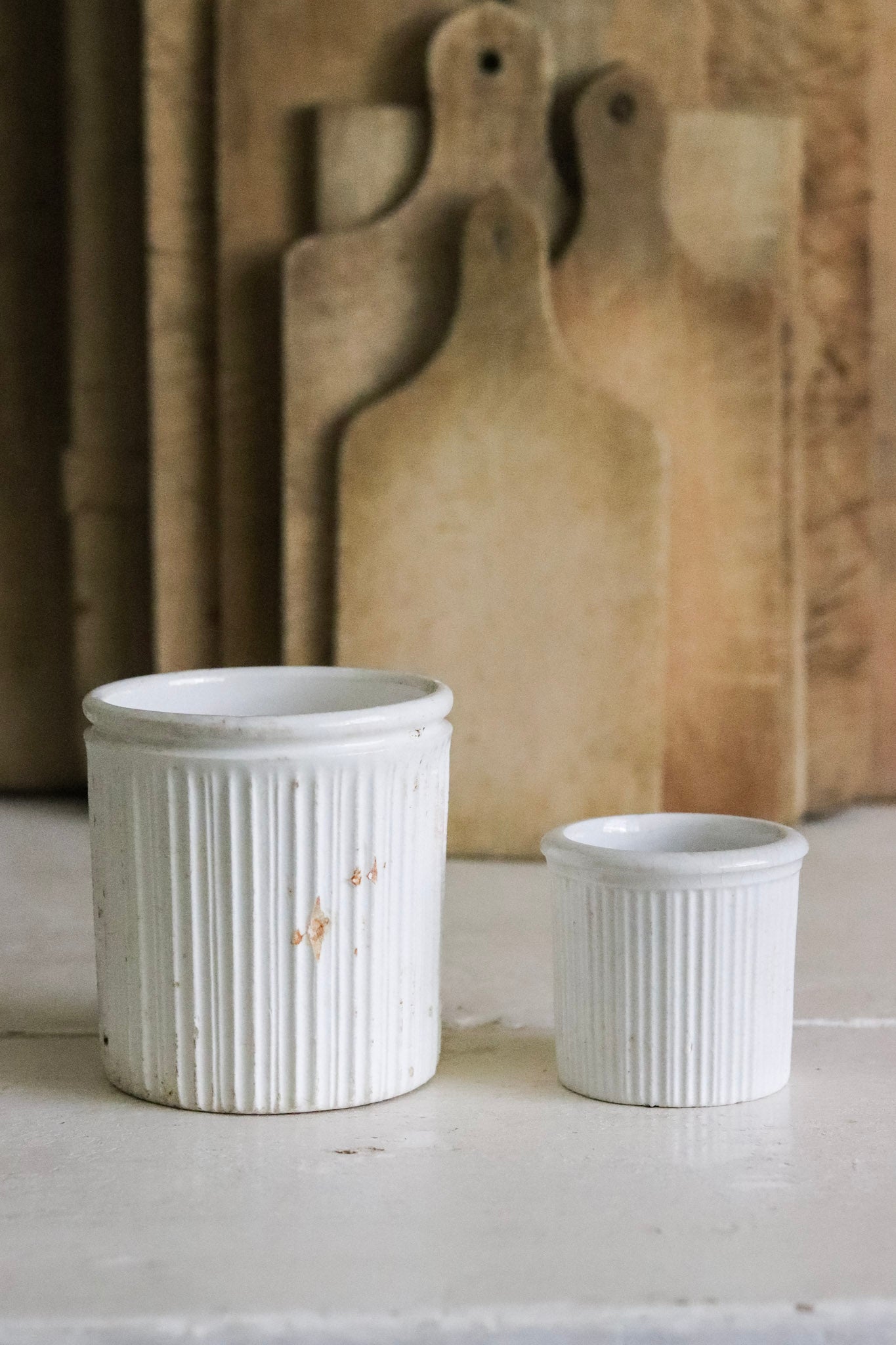 Antique English Maling Pots - Set of Two