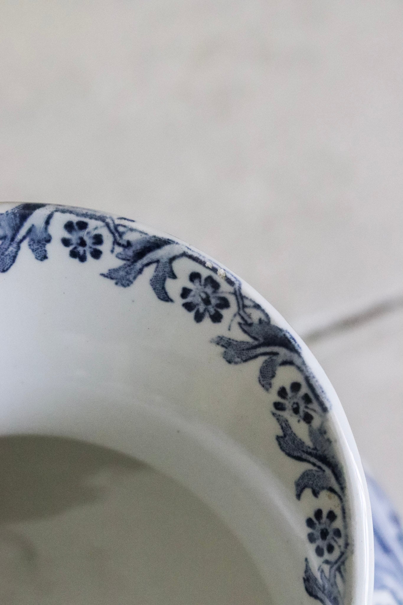 Antique French Transferware Pitcher with Flowers