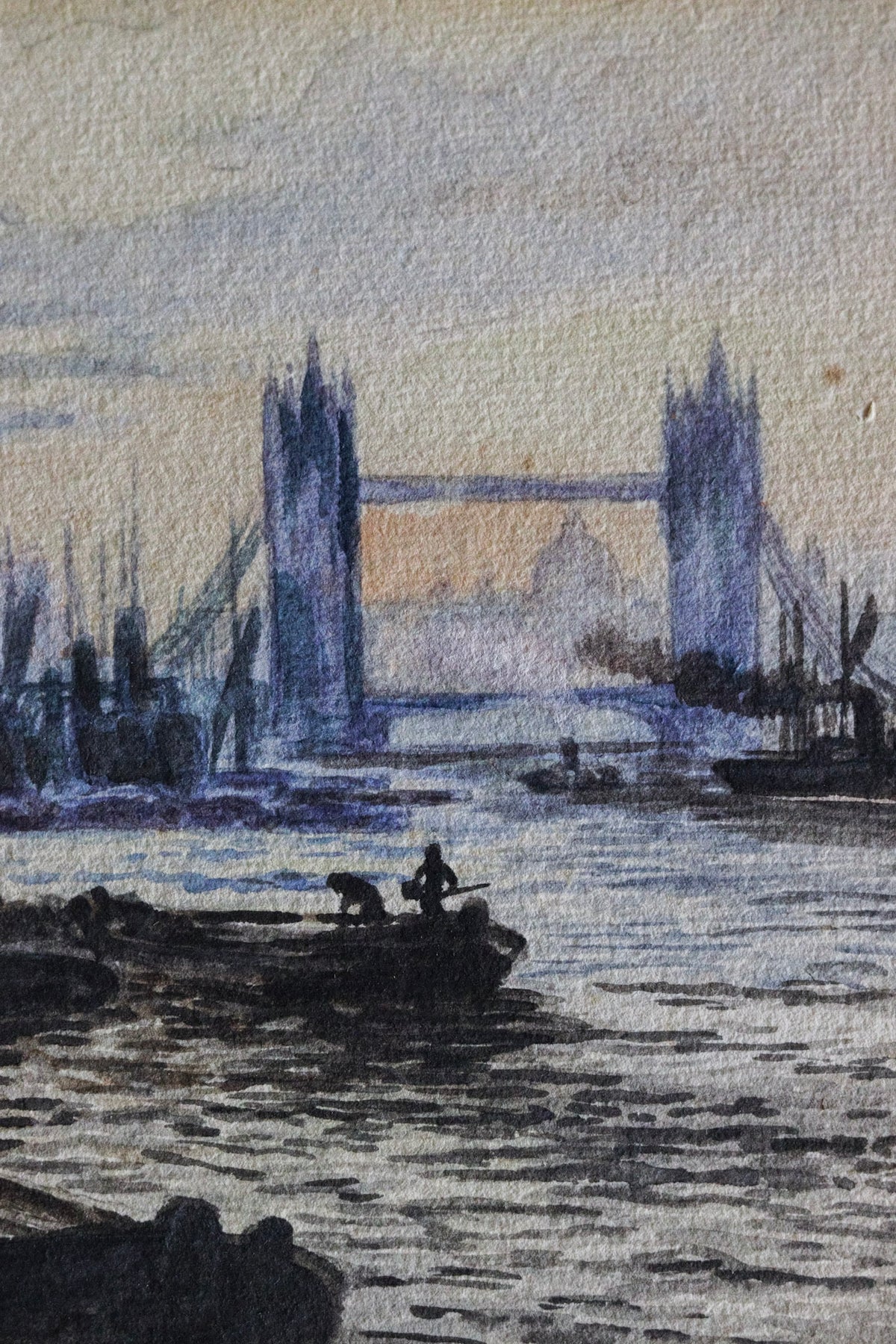 Tower Bridge at Dusk Watercolor Painting