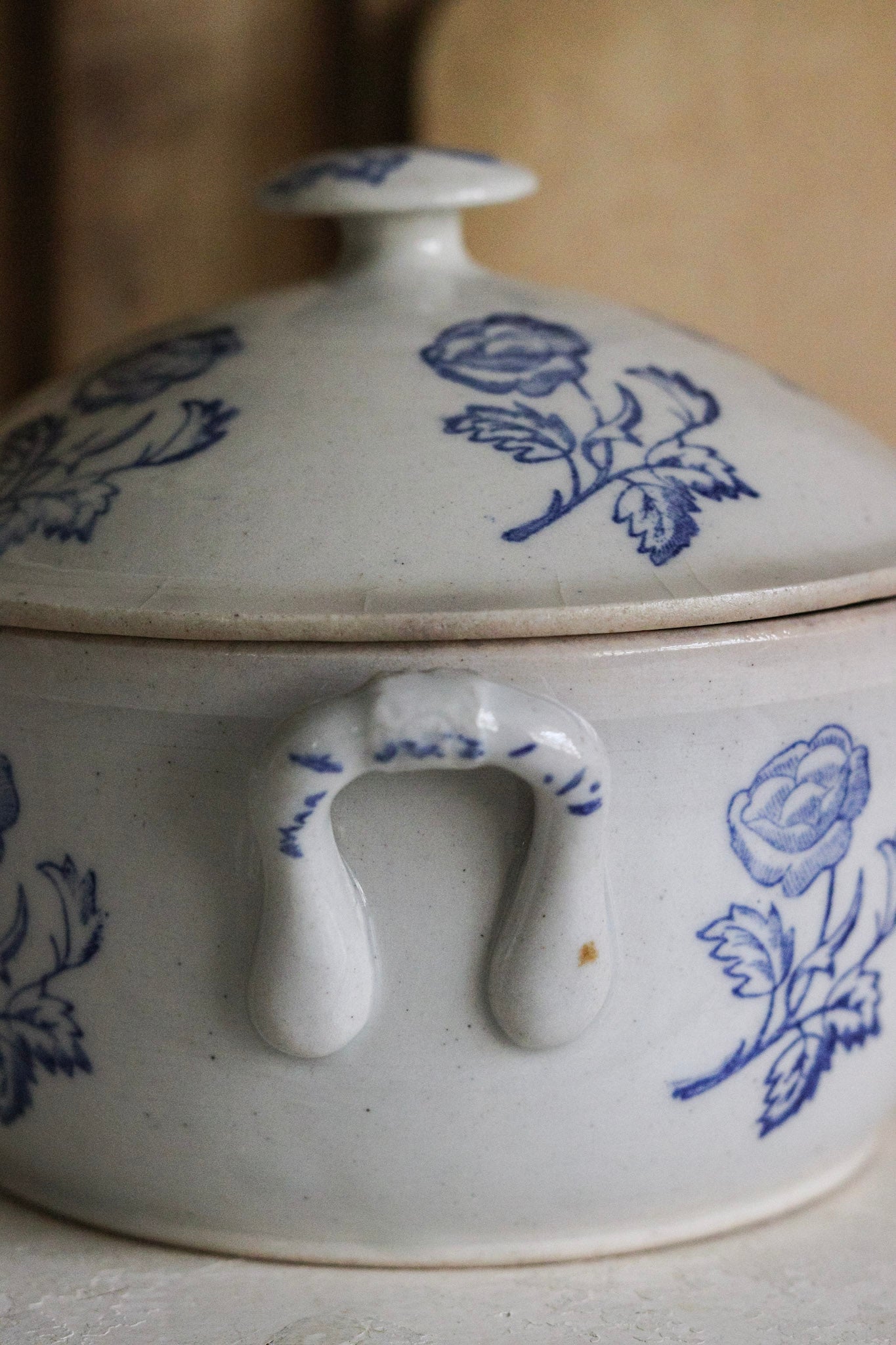 Petite Vintage French Saint Uze Tureen with Roses