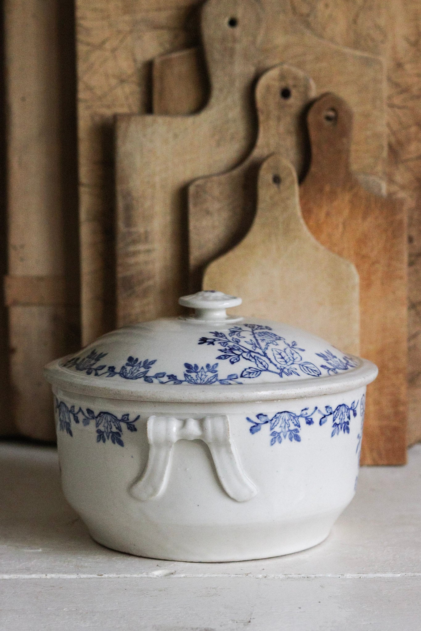 Vintage French Saint Uze Tureen with Flowers