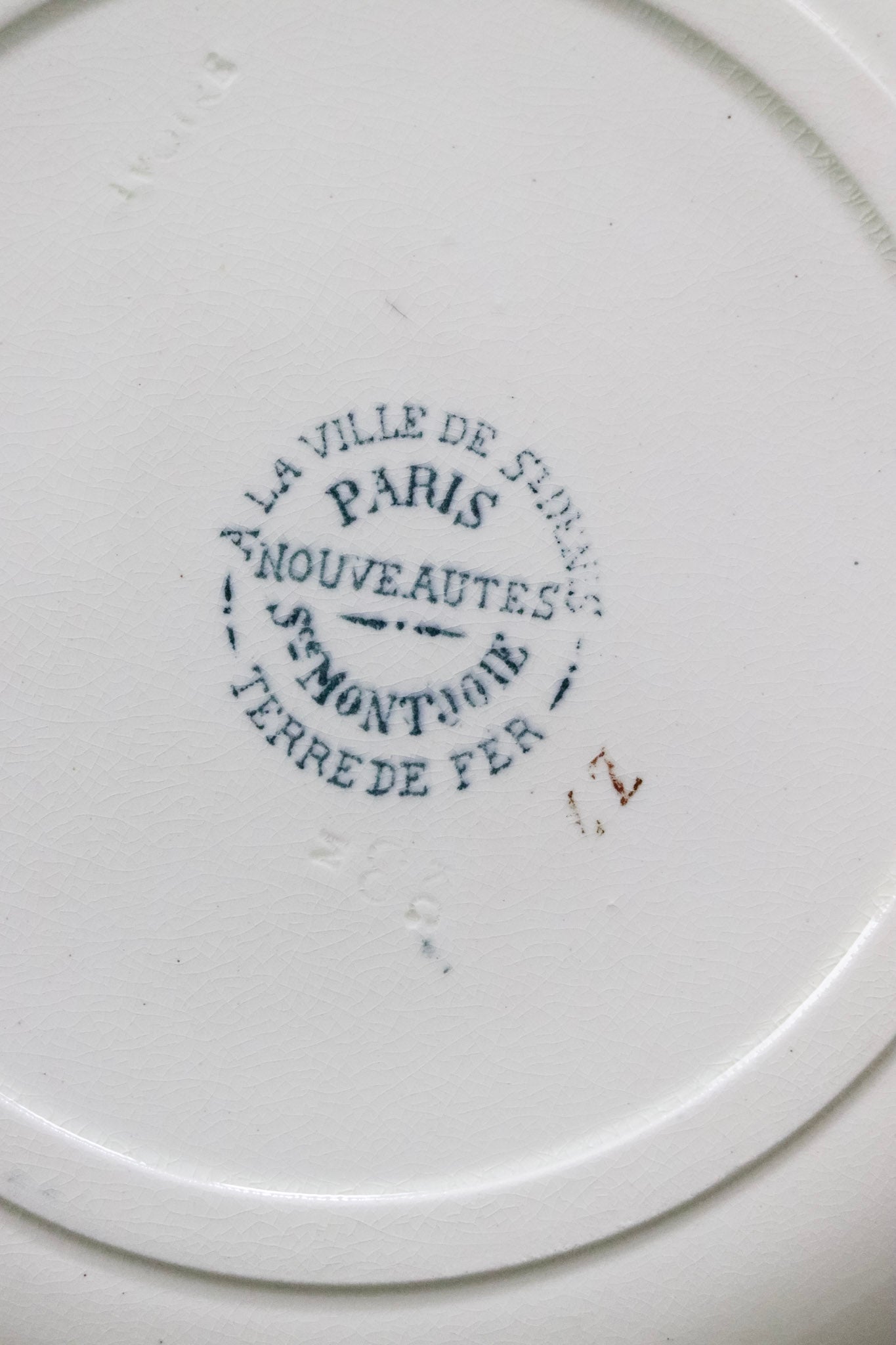 Antique French Transferware Plate with Birds and Roses