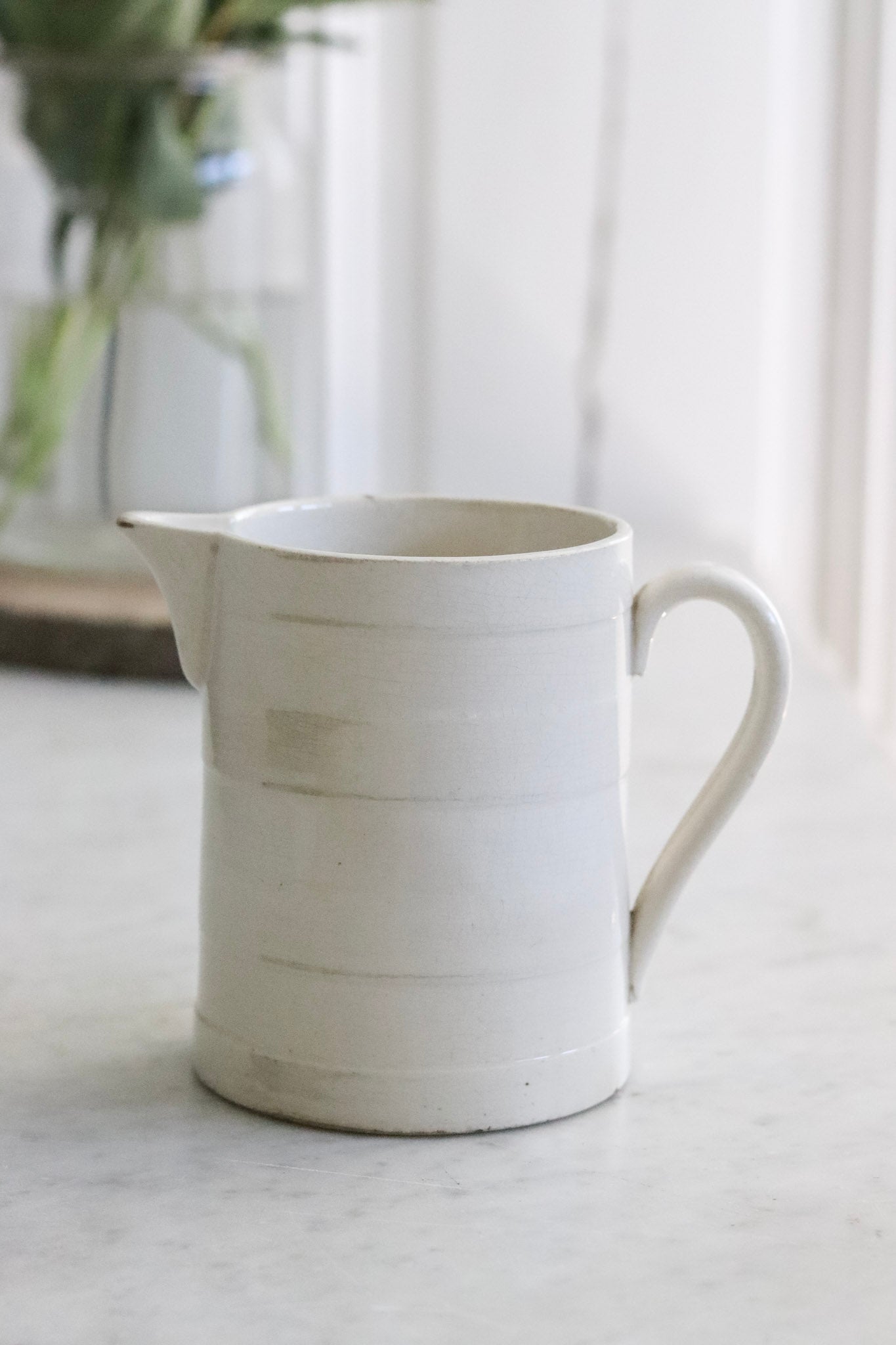 Antique French Banded Pitcher