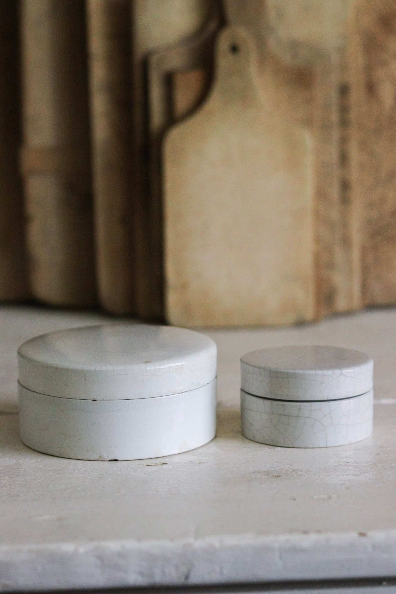 Antique English Lidded Pots - Set of Two
