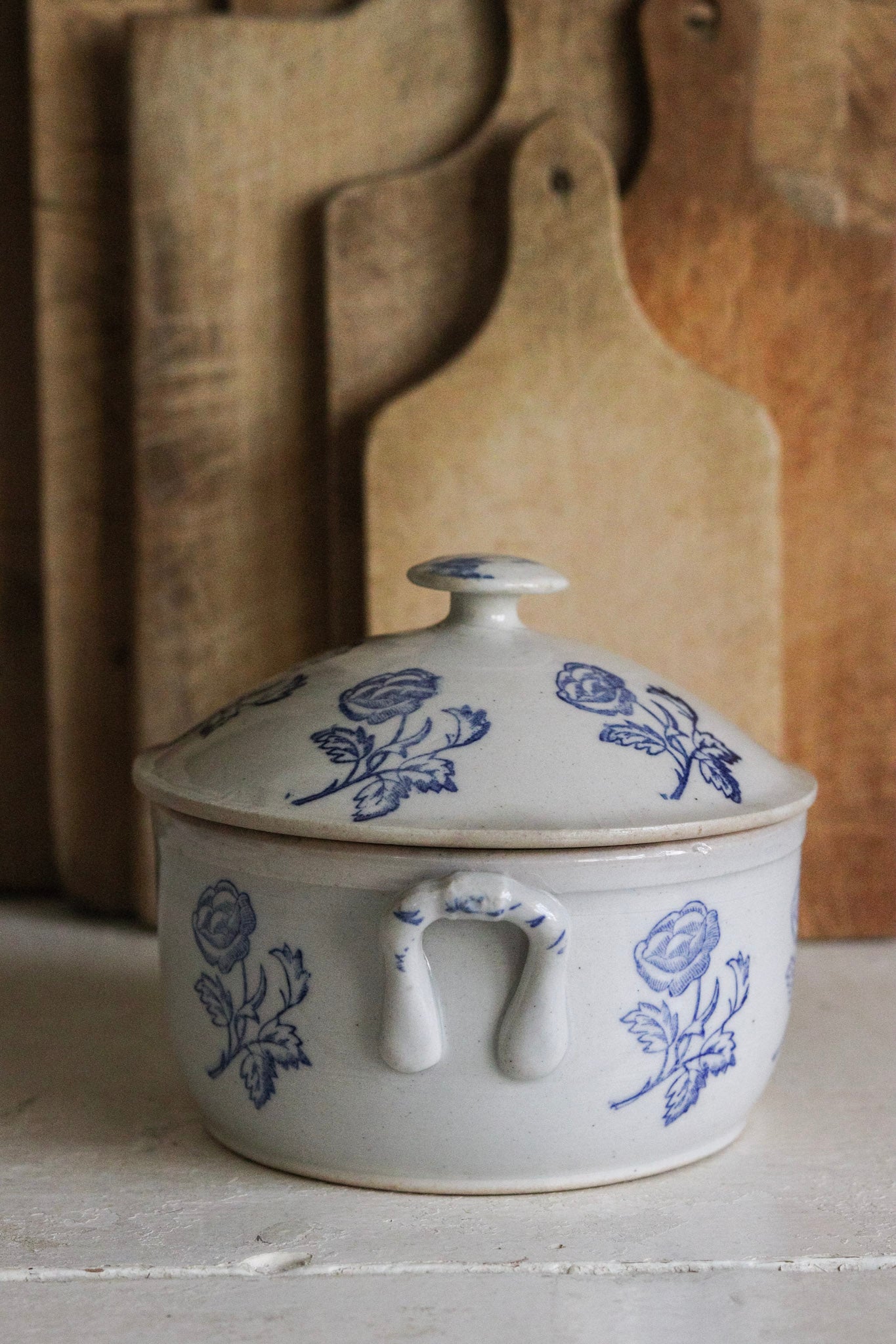Petite Vintage French Saint Uze Tureen with Roses