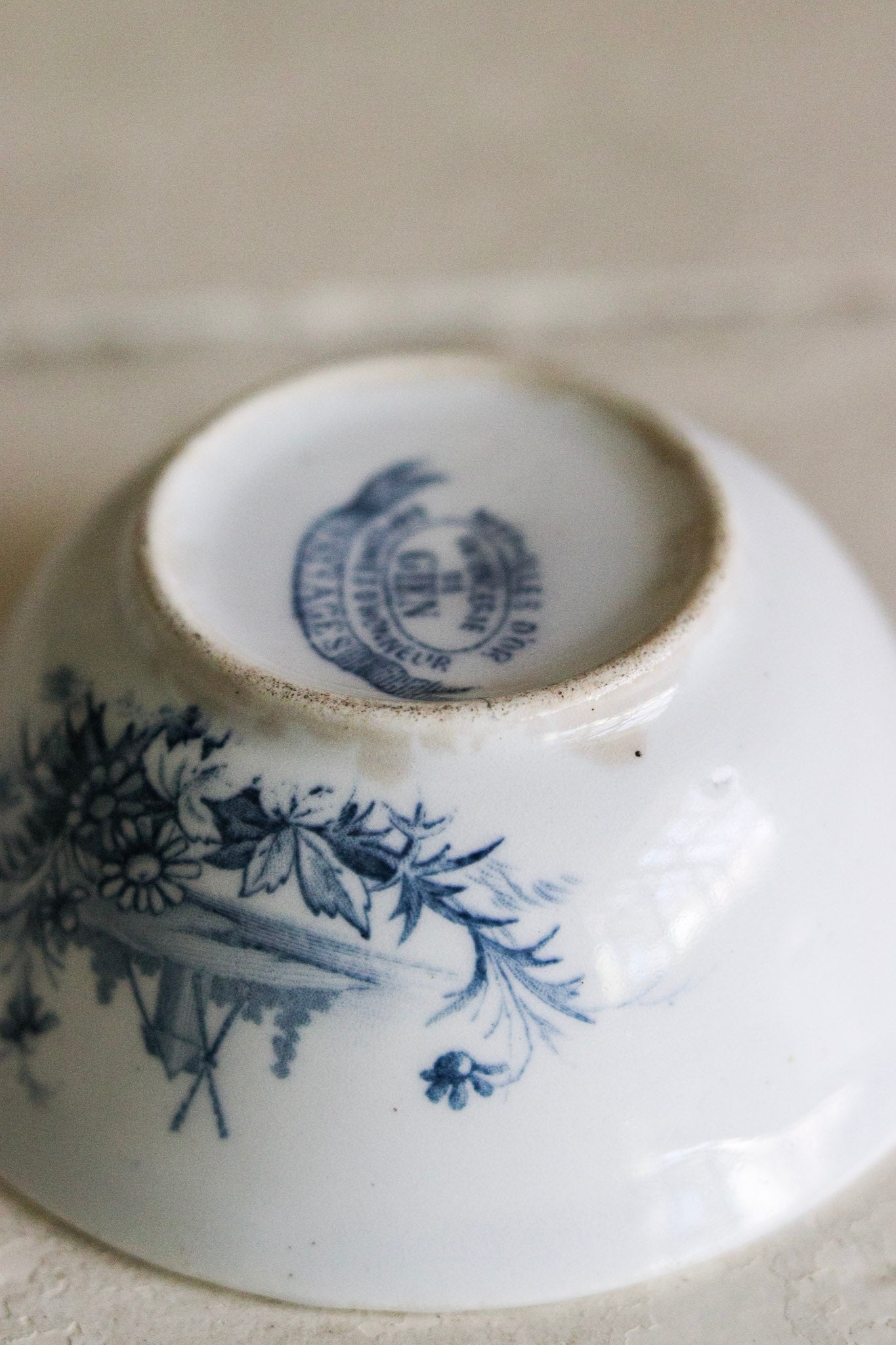 Antique French Dînette Set Transferware Salad Bowl