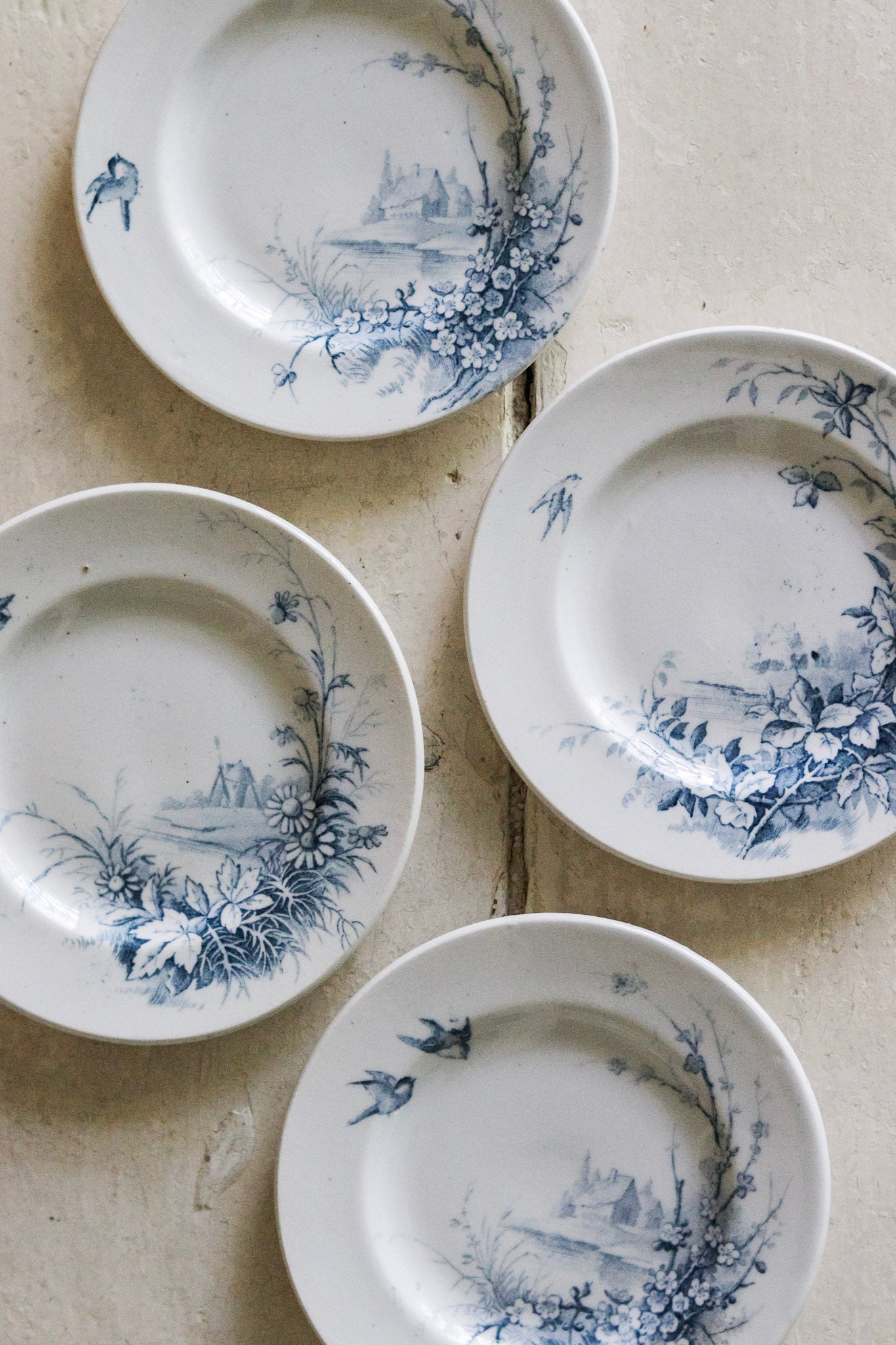 Set of Antique French Dînette Set Transferware Dinner Plates No. 1