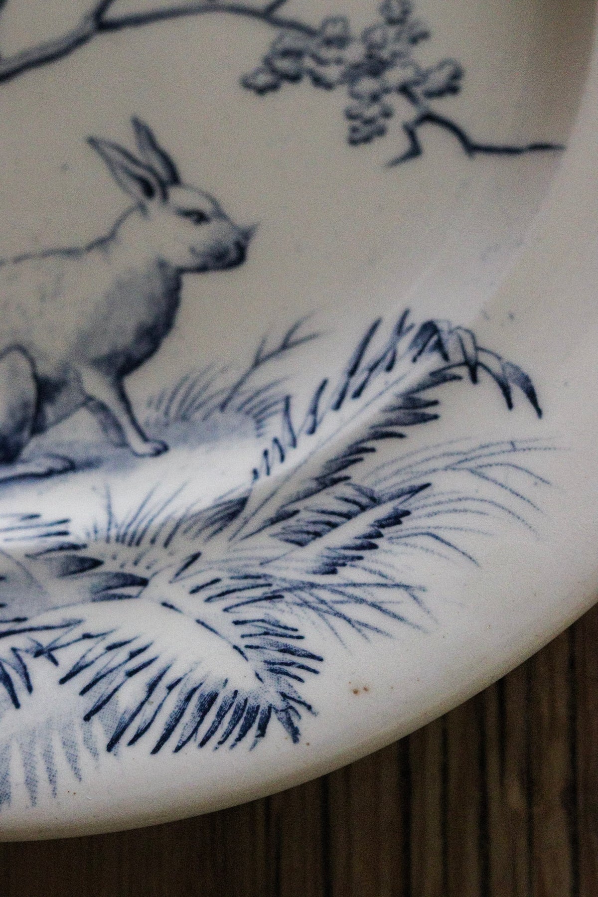 Antique French Transferware Plate with Rabbit