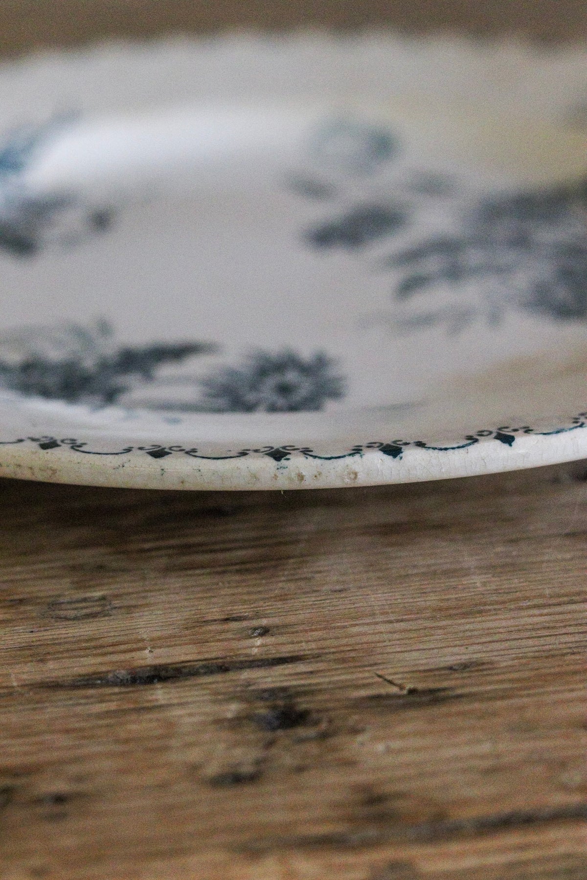 Antique French Transferware Plate with Flowers