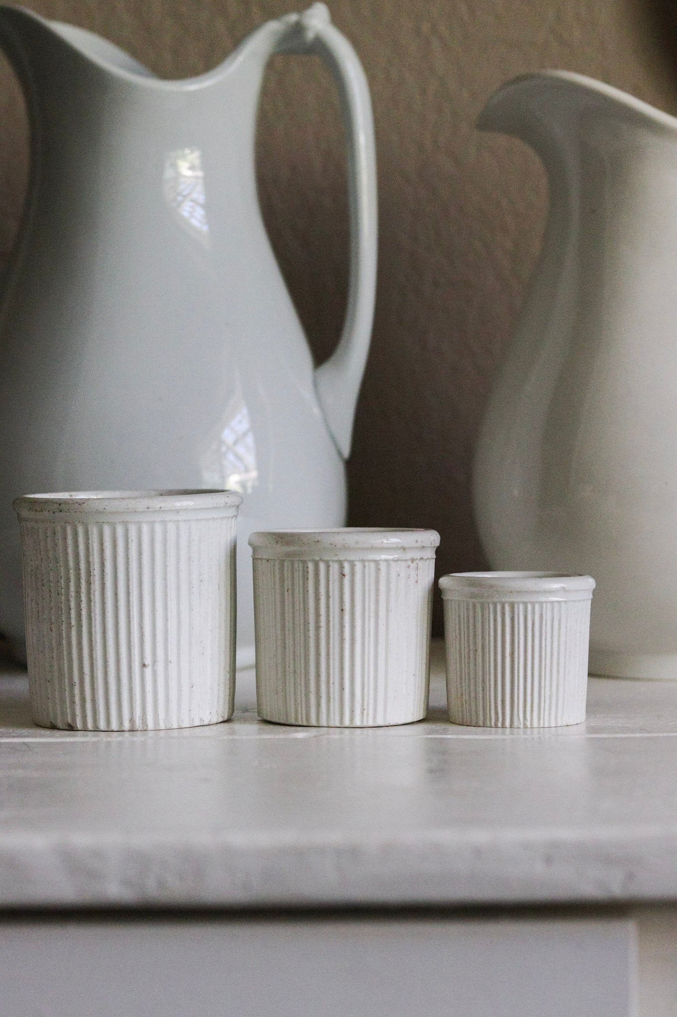 Antique English Maling Pots - Set of Three