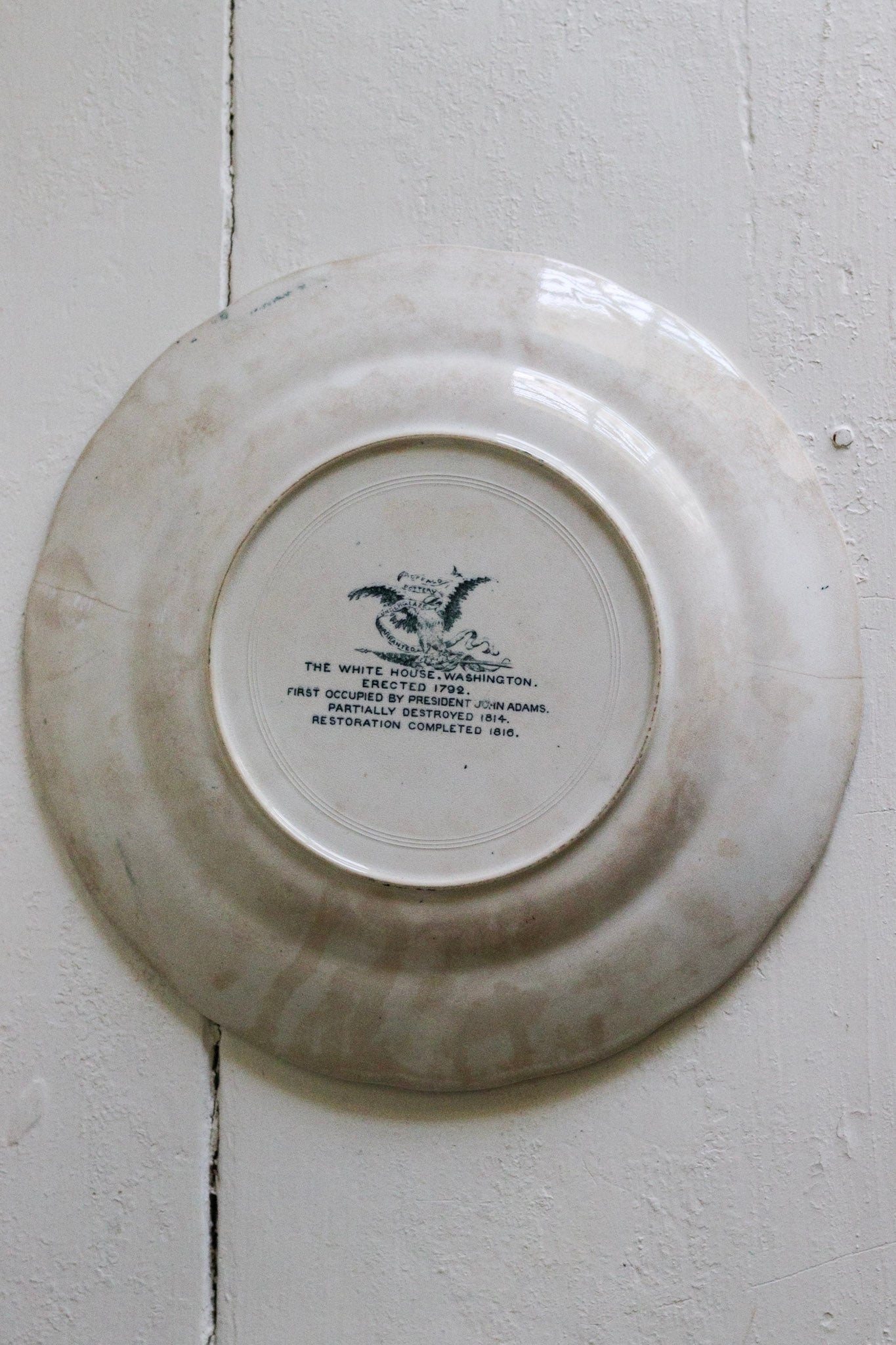 Antique Transferware Plate with The White House