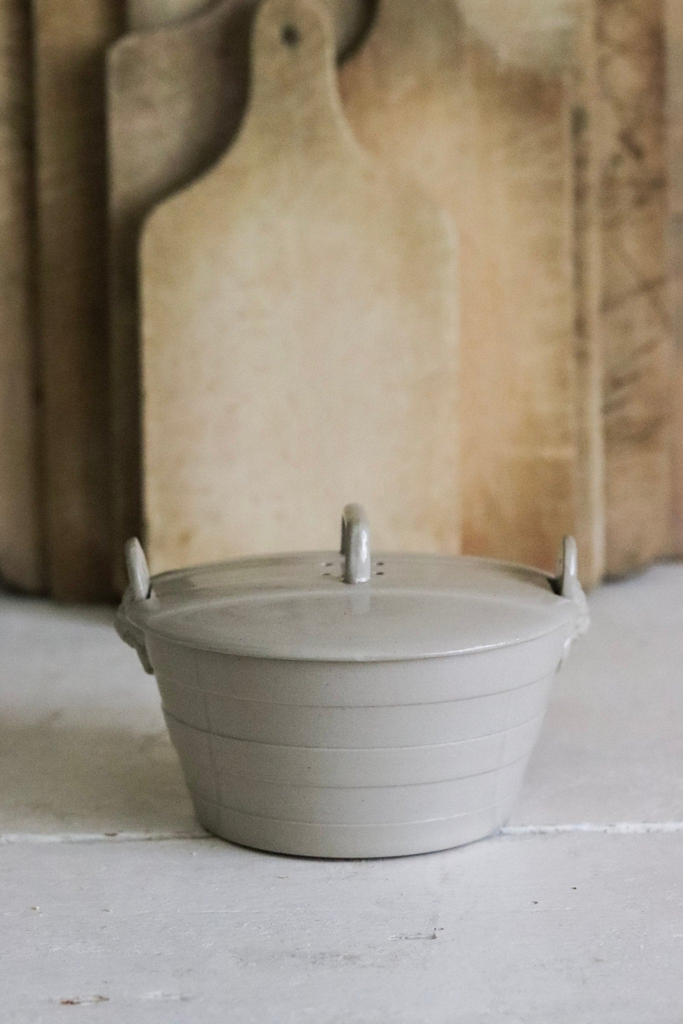 Vintage English Butter Keeper with Lions Heads