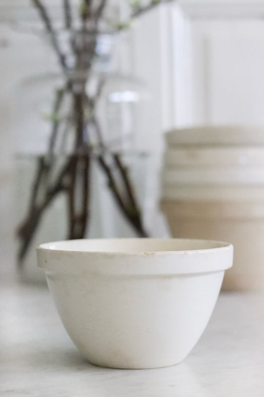 Vintage English Pudding Bowl with Light Staining