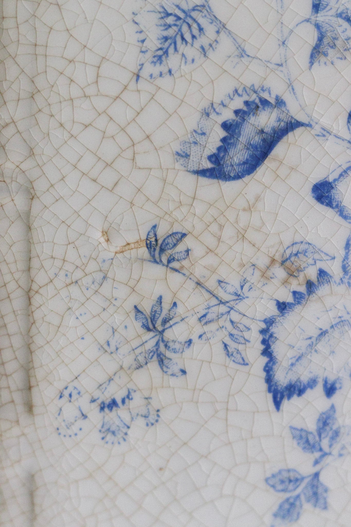 Vintage French Transferware Trivet Tile with Flowers